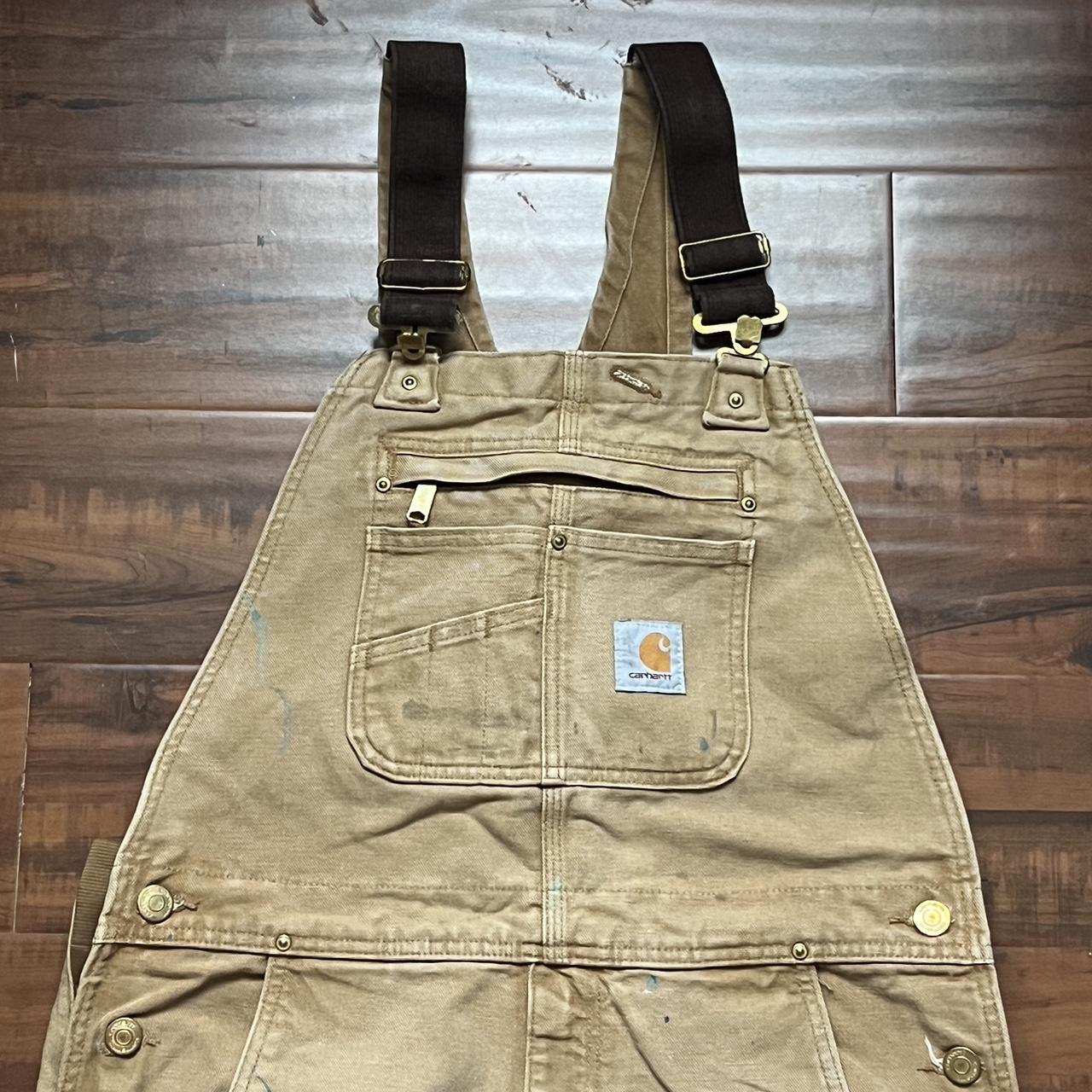 Carhartt double knee overalls Tan🌼 34x32 Dm for... - Depop