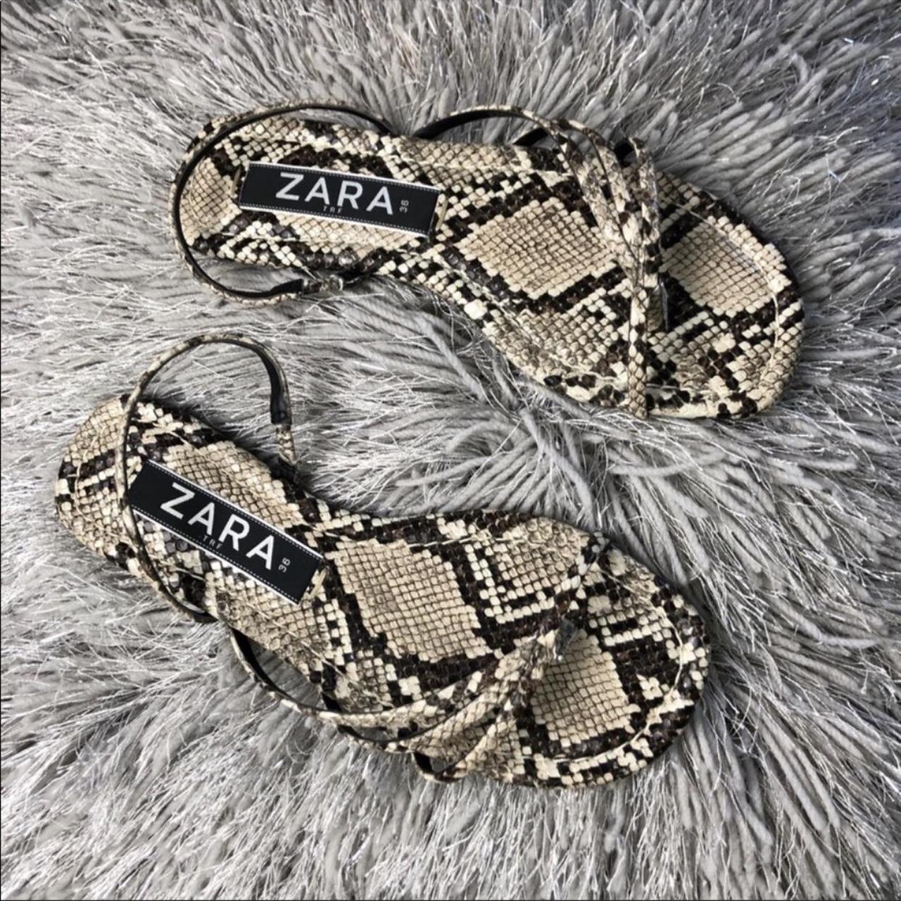 ZARA SNAKESKIN STRAPPY SANDALS