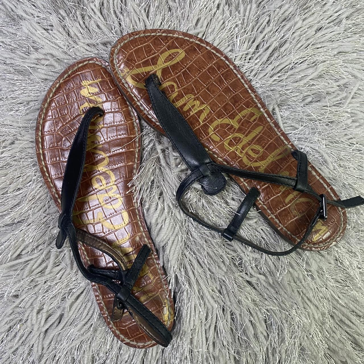 Sam Edelman Gigi Thong Sandals Black Leather Has Depop