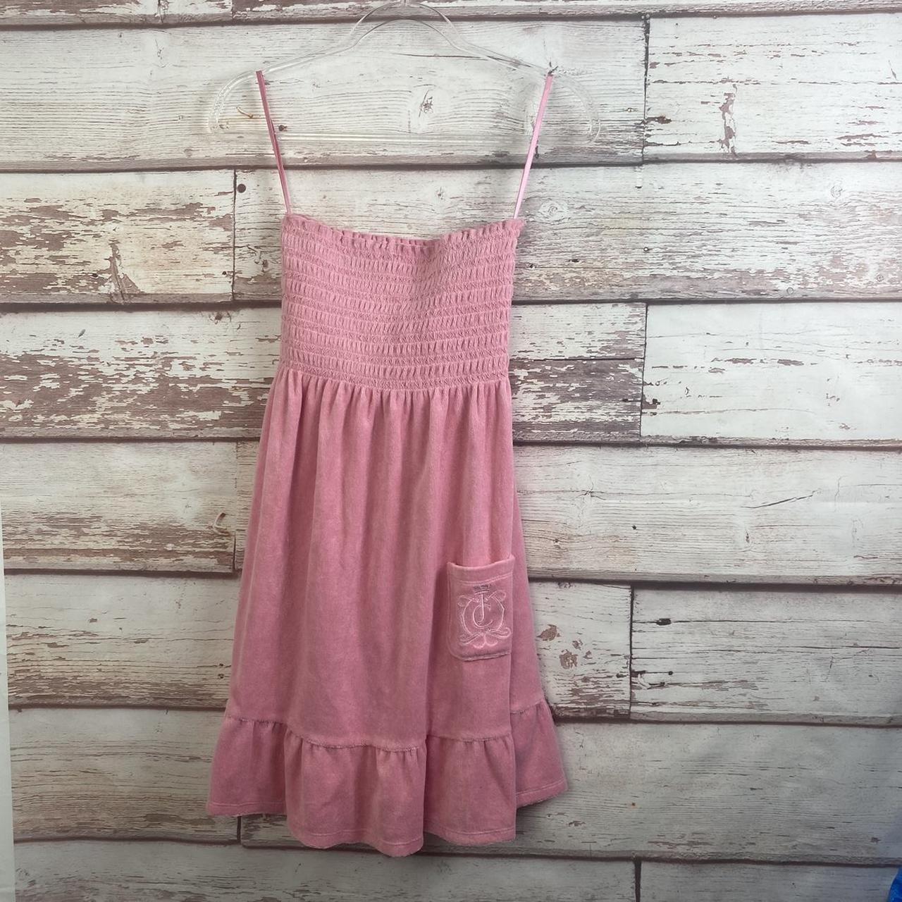 Y2K Juicy Couture Pink Terry Cloth Elastic Top Tube... - Depop