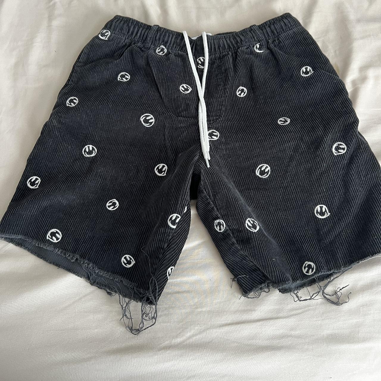 Medium charcoal grey corduroy shorts with... Depop