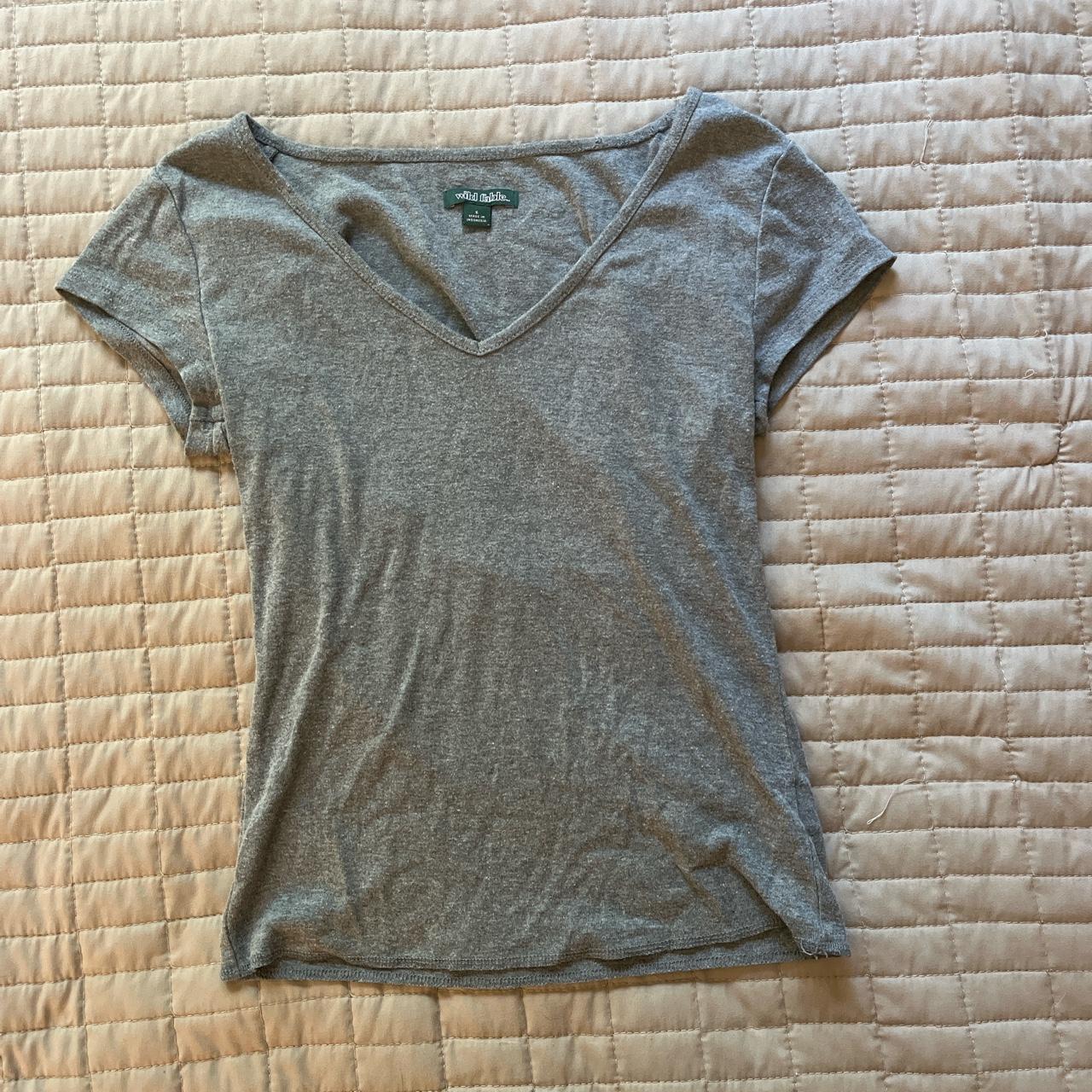 Wild fable grey v neck tshirt #brandymelville - Depop