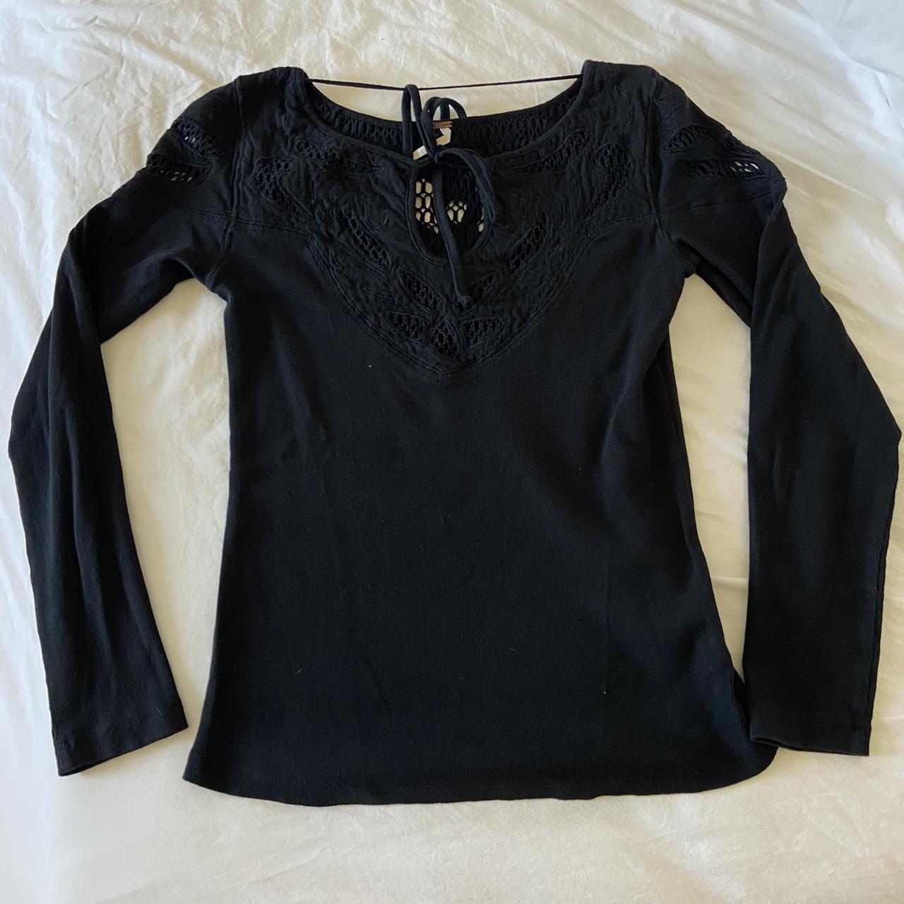 free people detailed black long sleeve great... - Depop