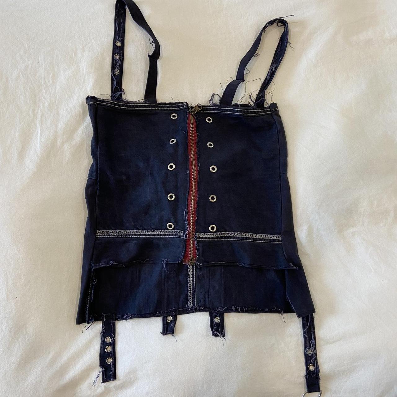 utility-style distressed corset top bought on depop... - Depop