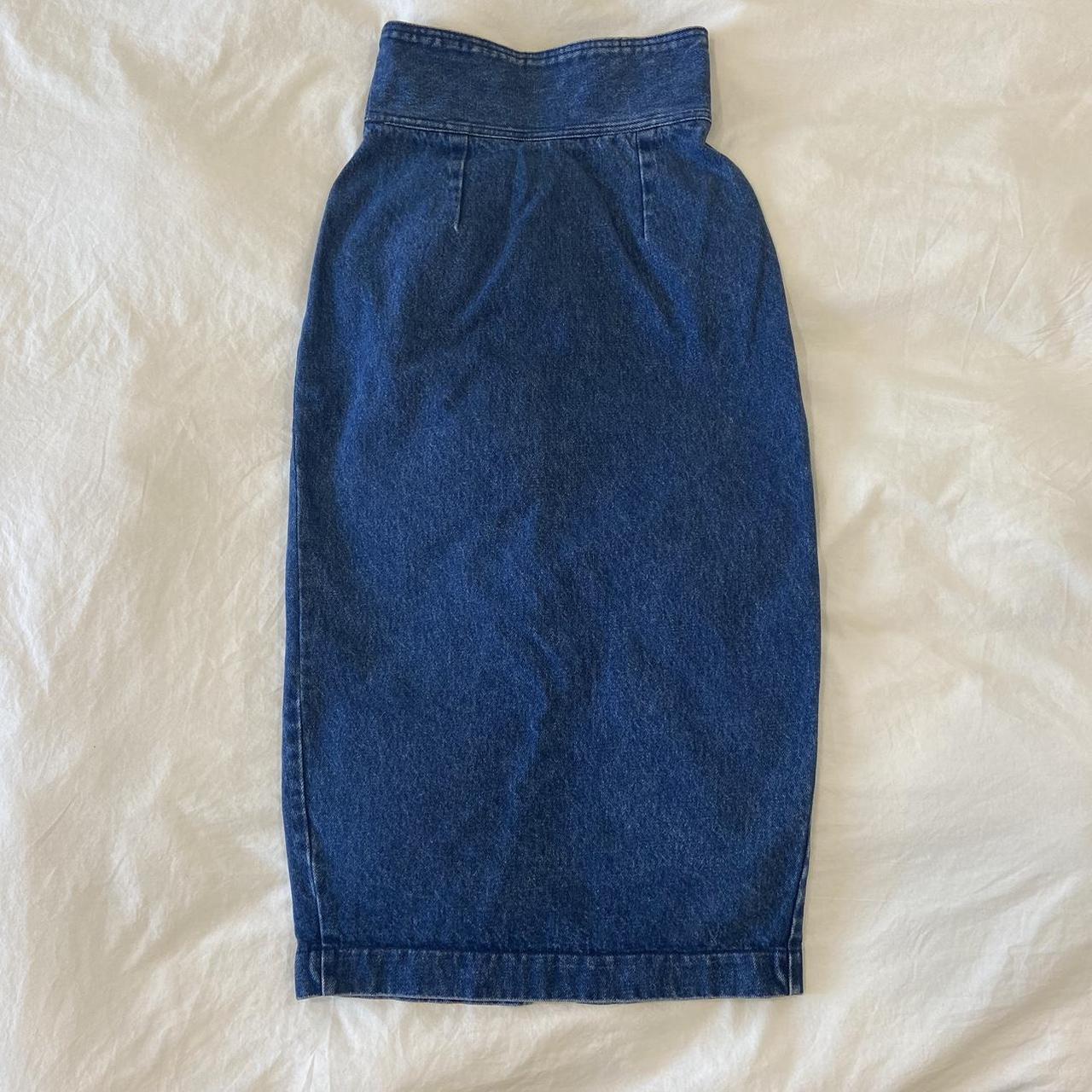 vintage balloon denim maxi skirt xs/s waist: 13in... - Depop