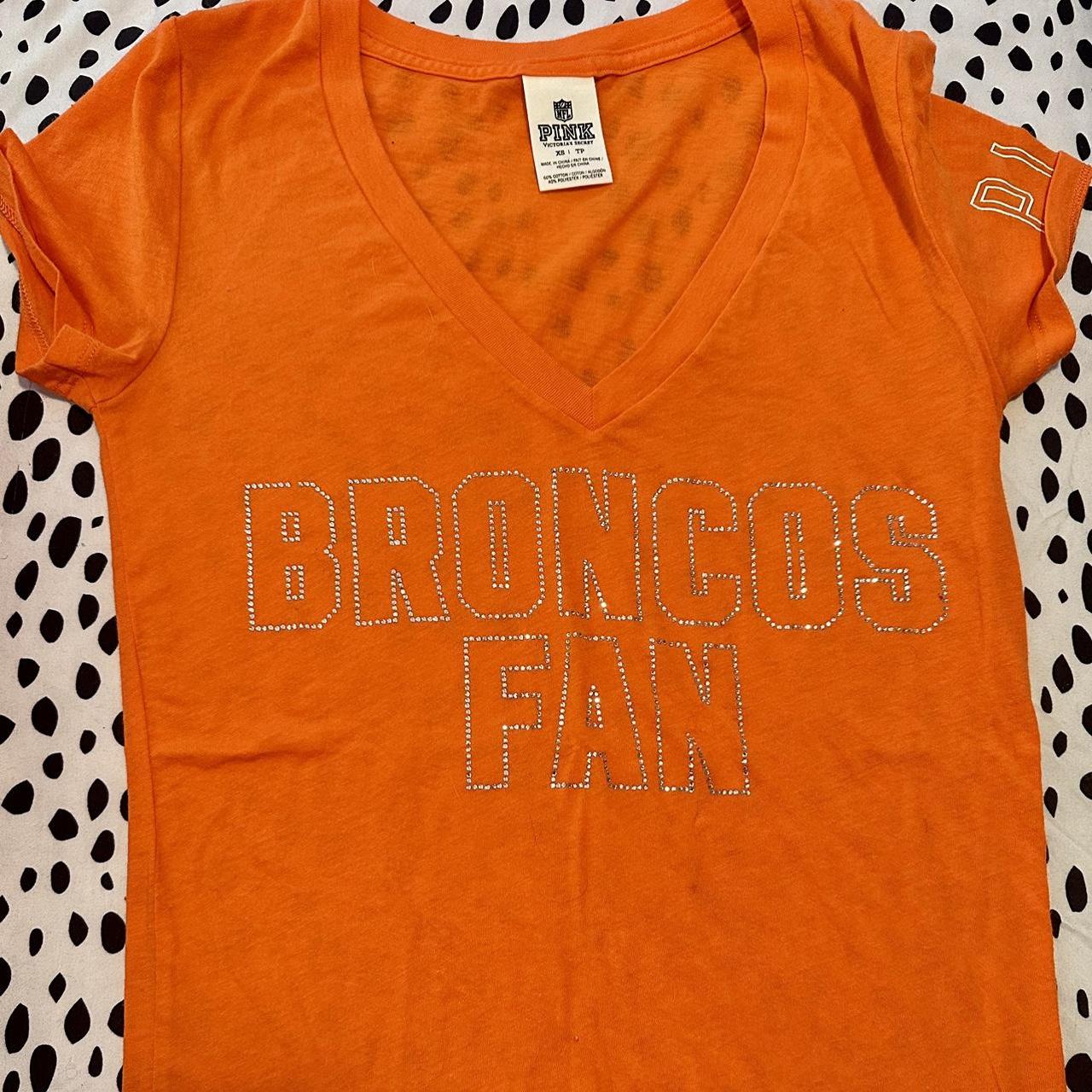 Orange PINK blinged Broncos shirt almost new barely - Depop