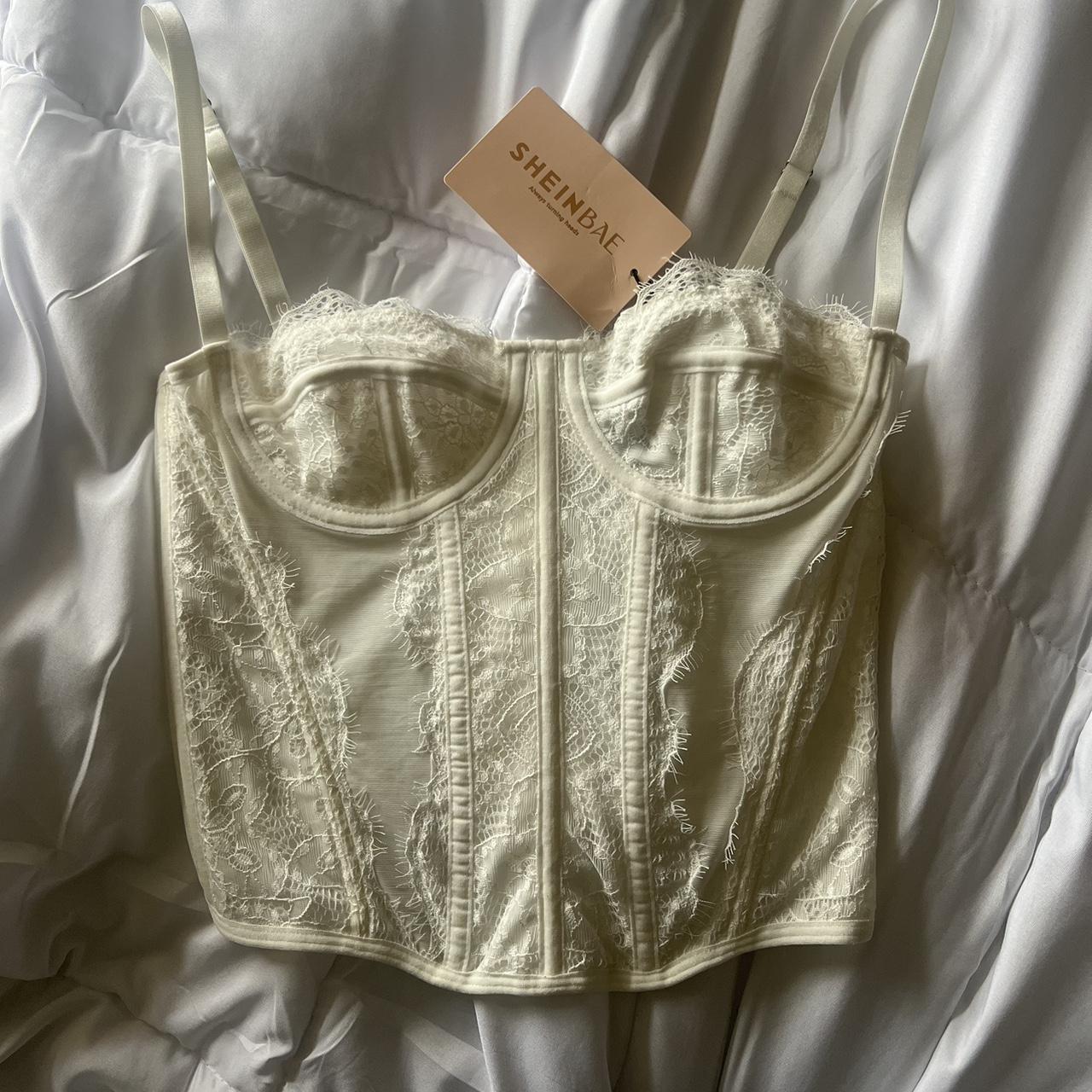 Urban outfitters cream Demi lace up corset Size - Depop
