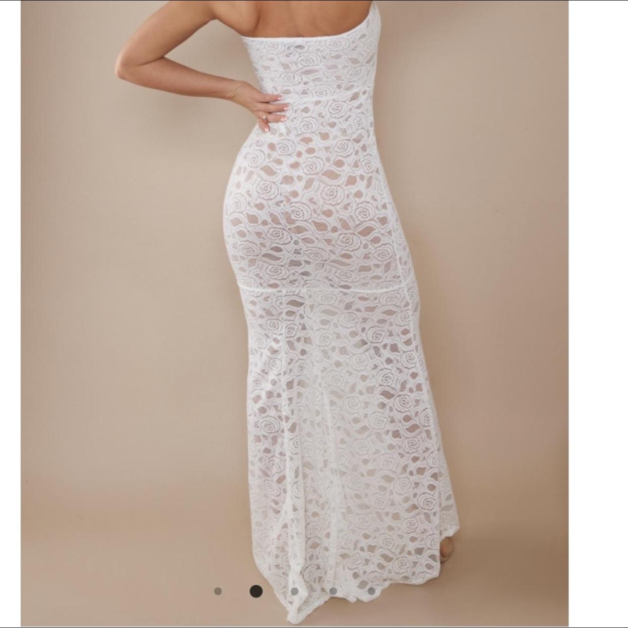 White Sheer Lace Bandeau Maxi Dress
