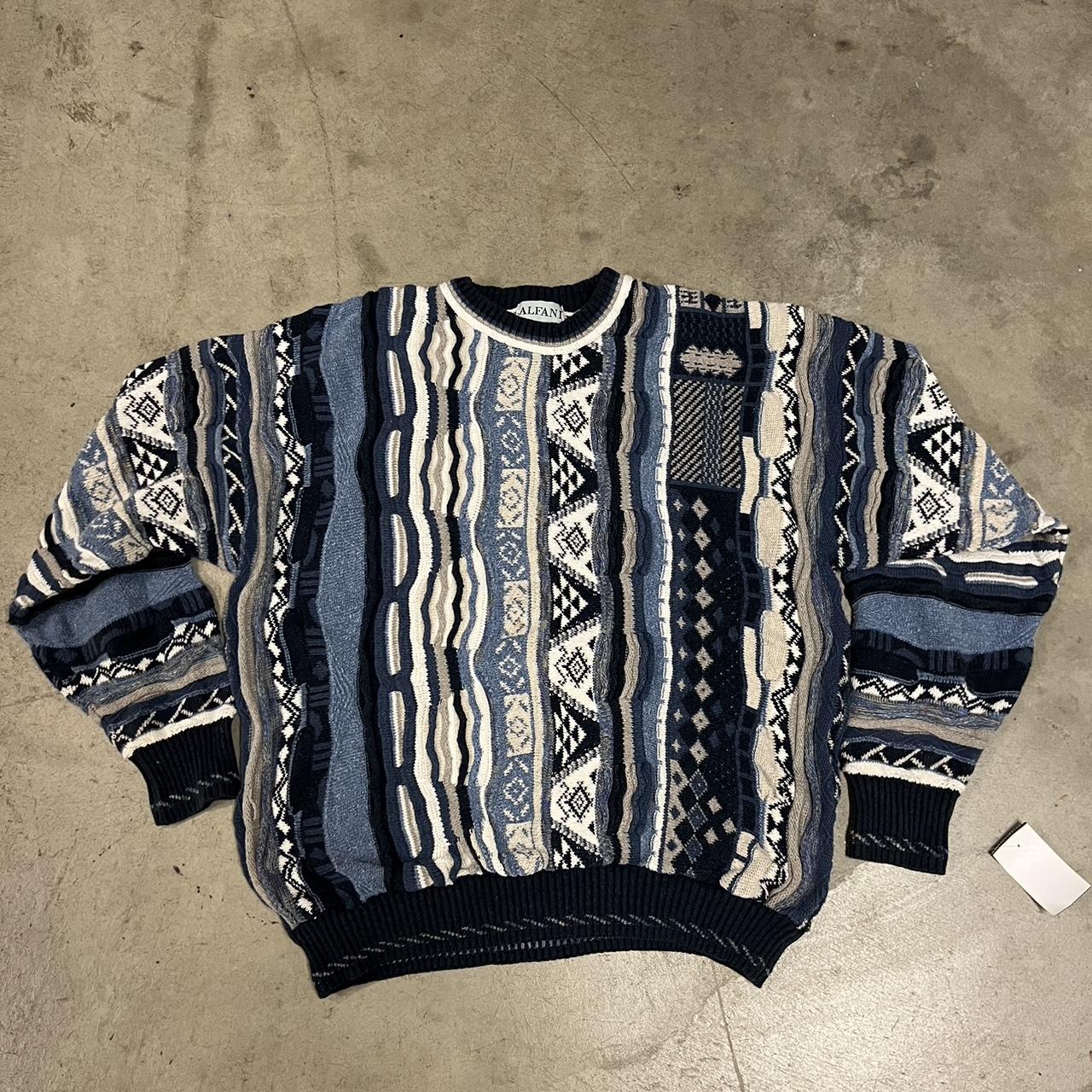 Alfani Men's Blue and White Jumper | Depop