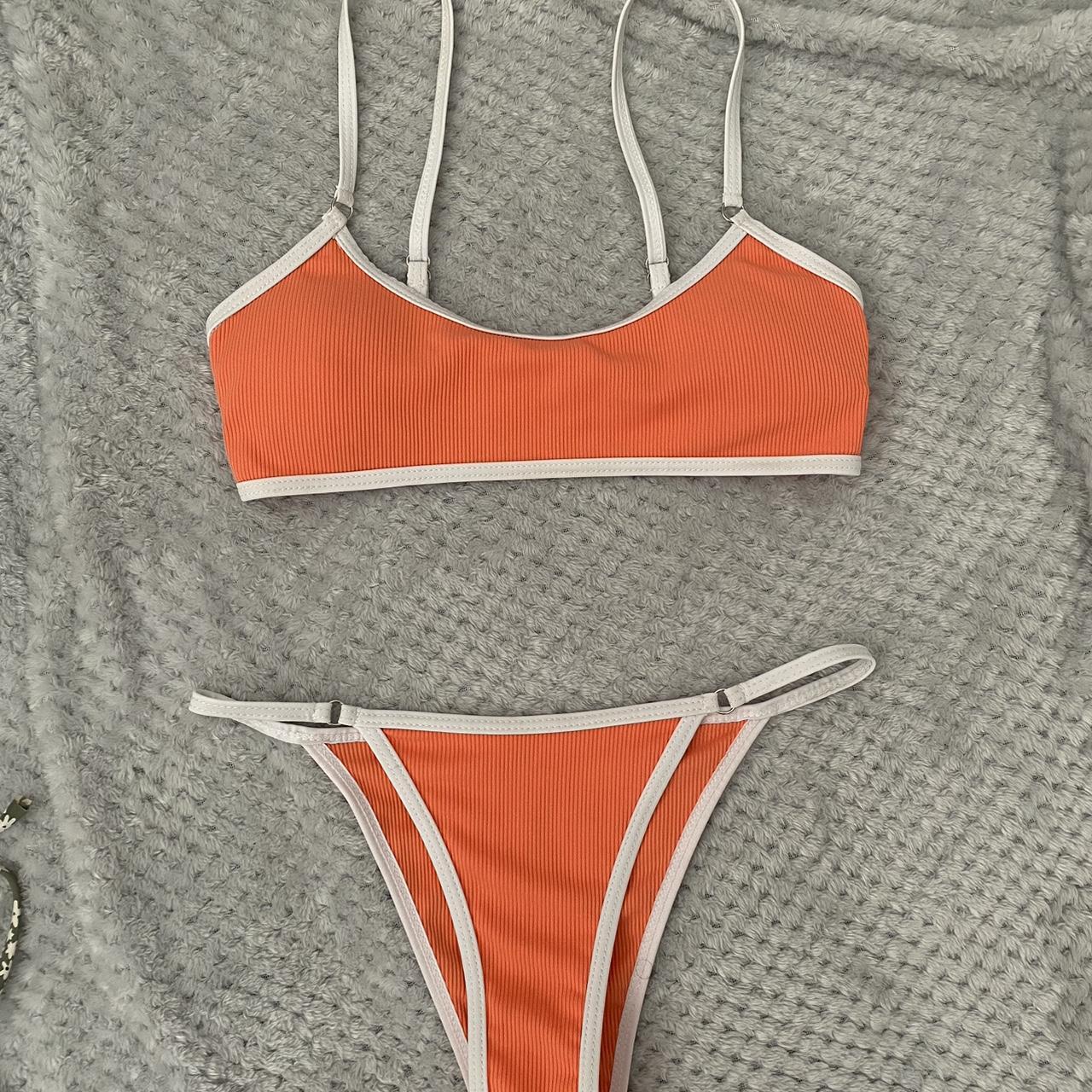 Shein orange and white bikini set SizeS Depop