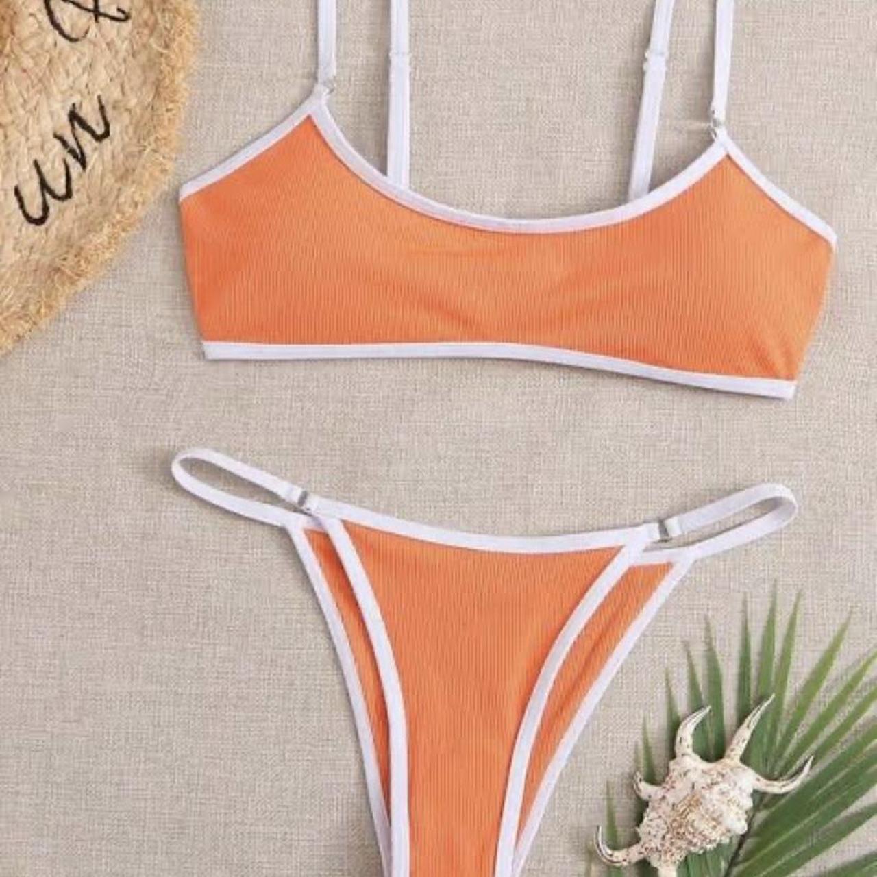 Shein orange and white bikini set SizeS Depop
