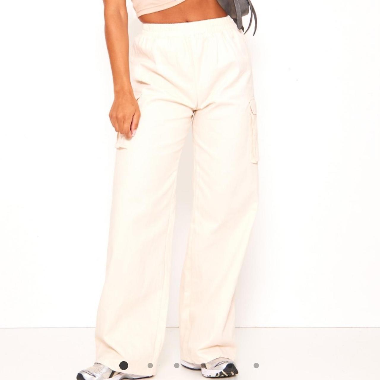 Pretty little thing creme wide leg high Depop