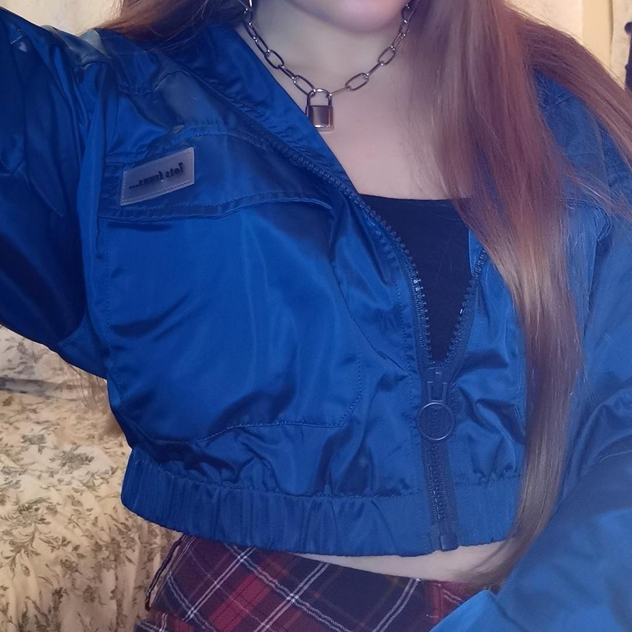 Urban Outfitters Iets Frans Blue Cropped Windbreaker... Depop