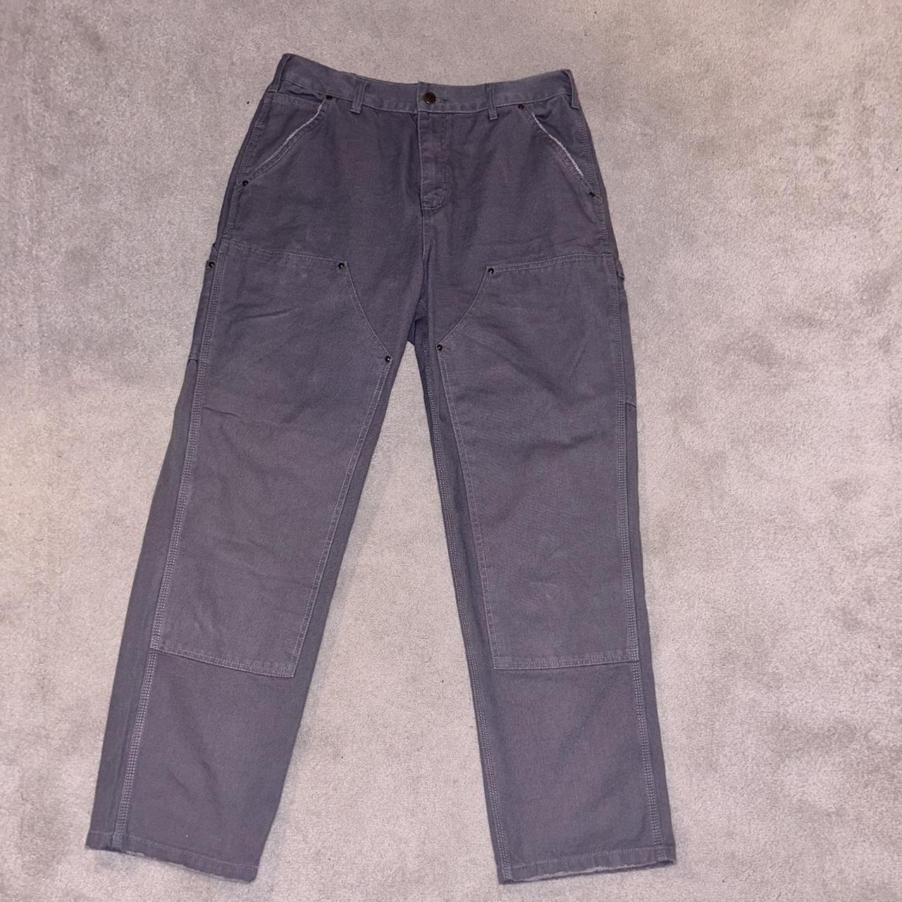 Grey carhartt double knees - Depop