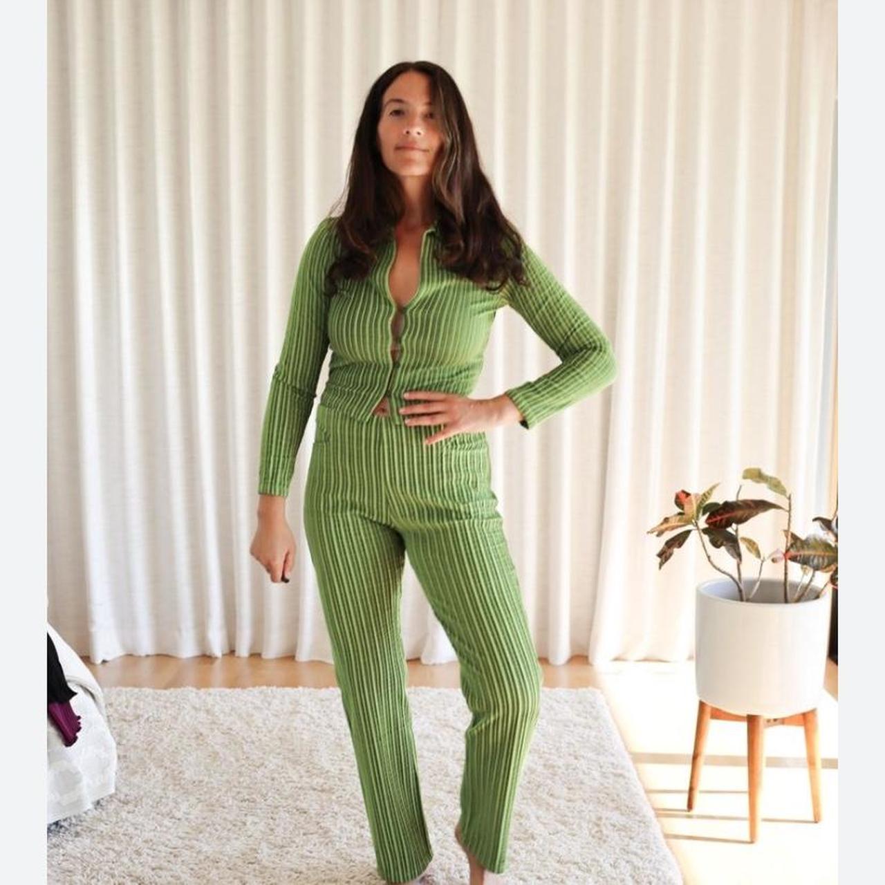 Green Paloma Wool ribbed set with collared top and | Depop