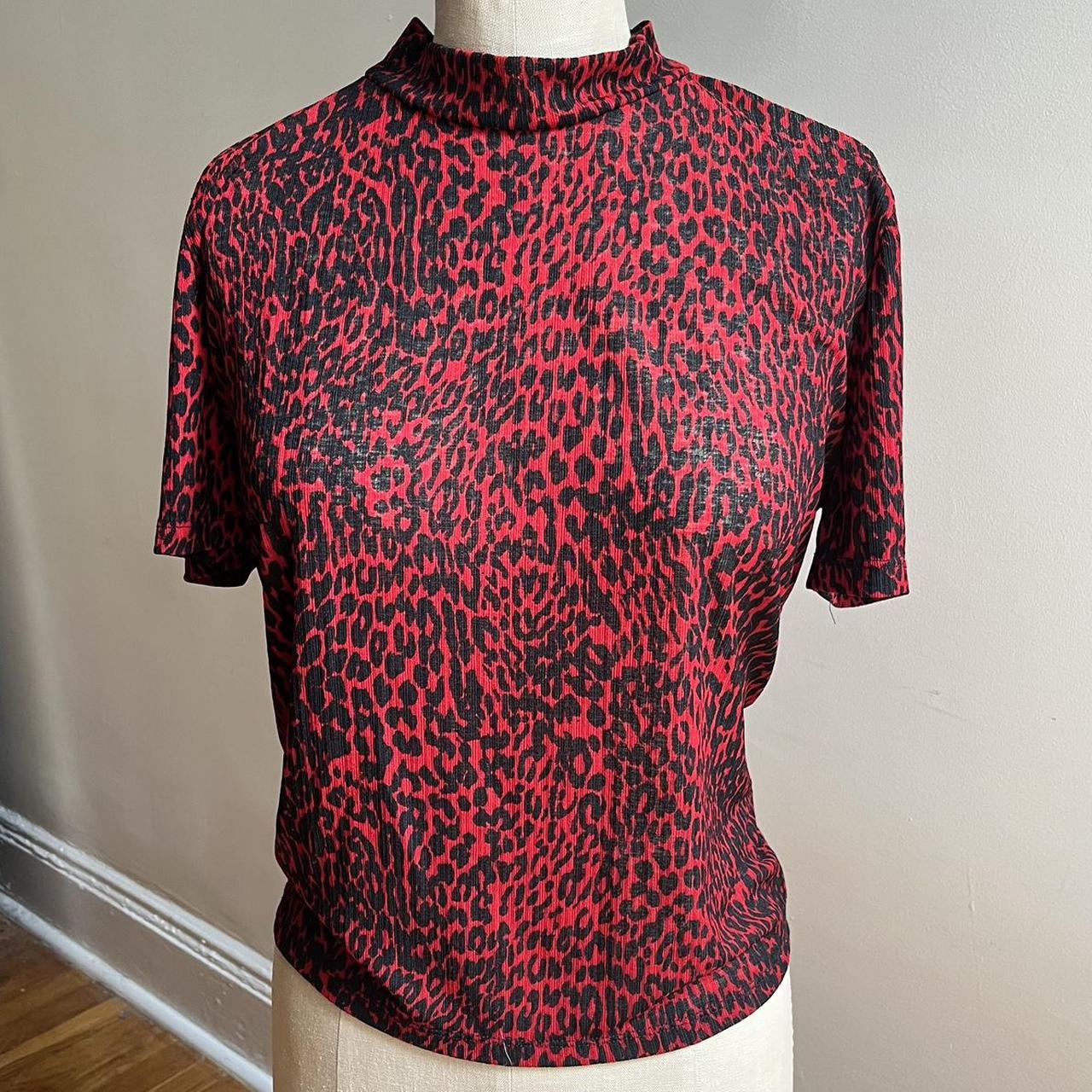 Zara red leopard mock neck Perfect for