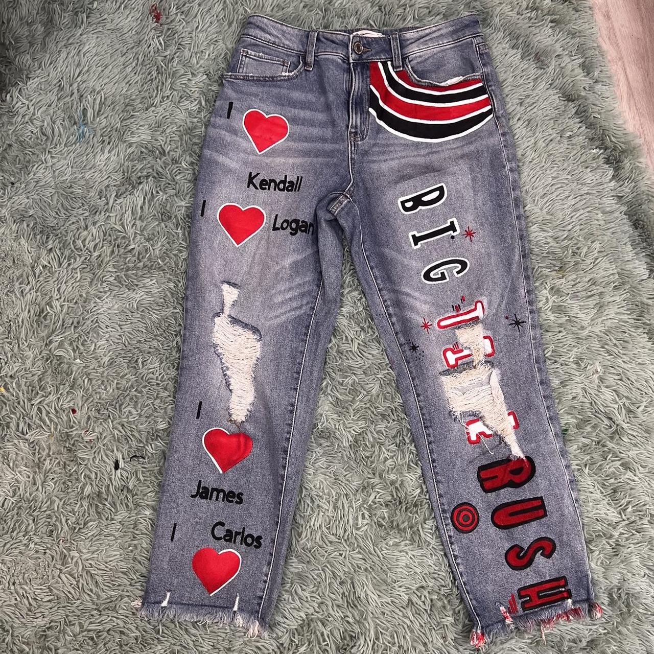 Custom rhinestone jeans for women #custom#upcycled#buy - Depop