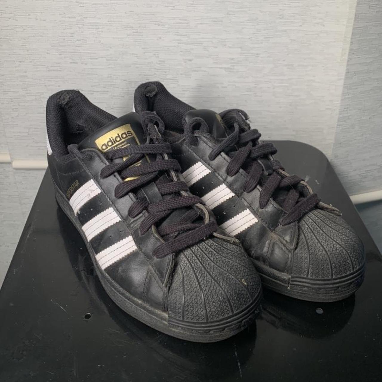 Black adidas superstars Tiny hole noted in last pic - Depop