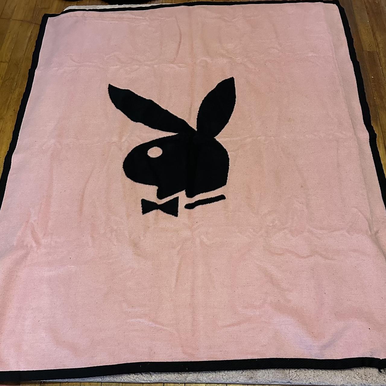 2004 Vintage Reversible Playboy Blanket Black & Pink with Rabbit Head Design shops