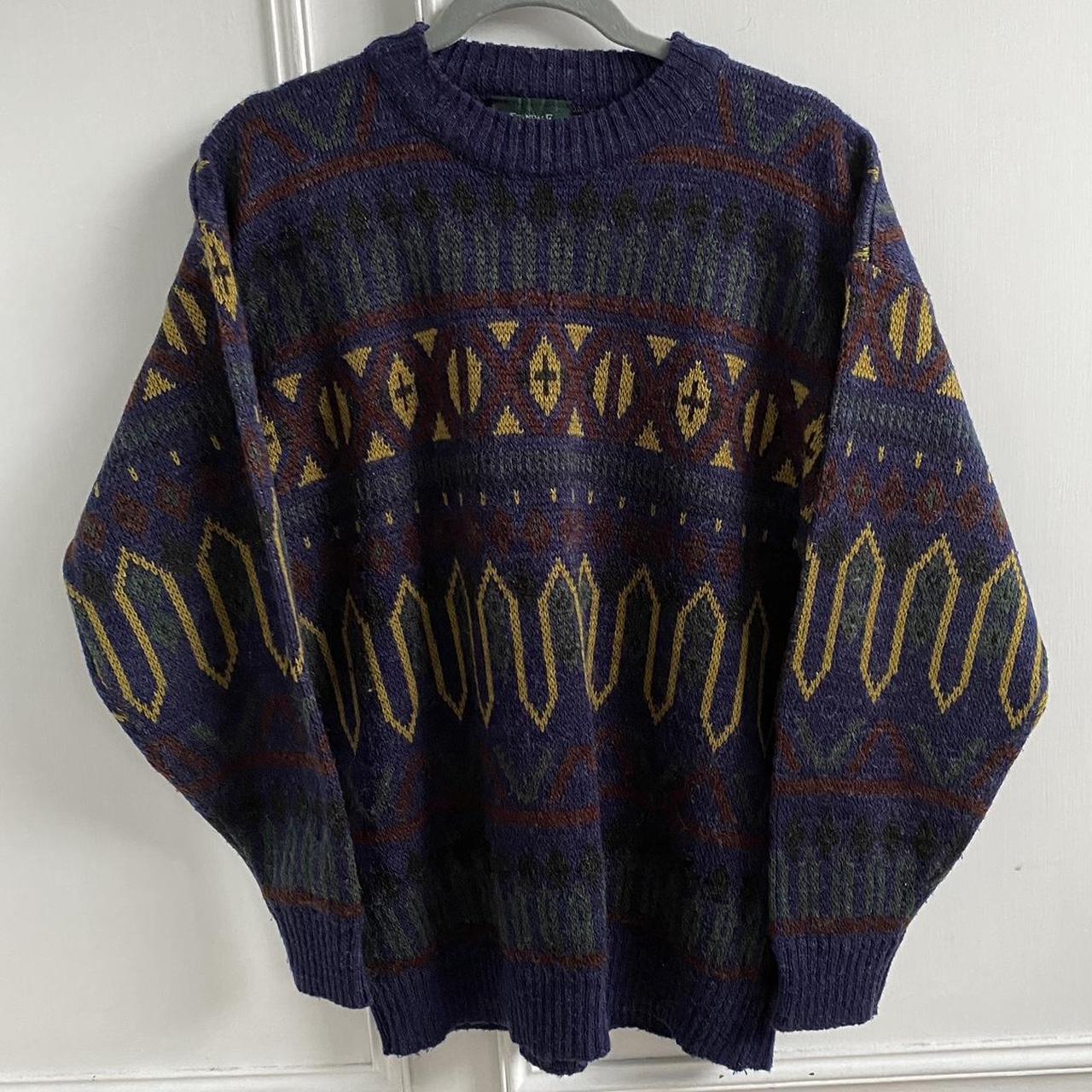 vintage 80s/ 90s wool/ acrylic mix jumper in... - Depop