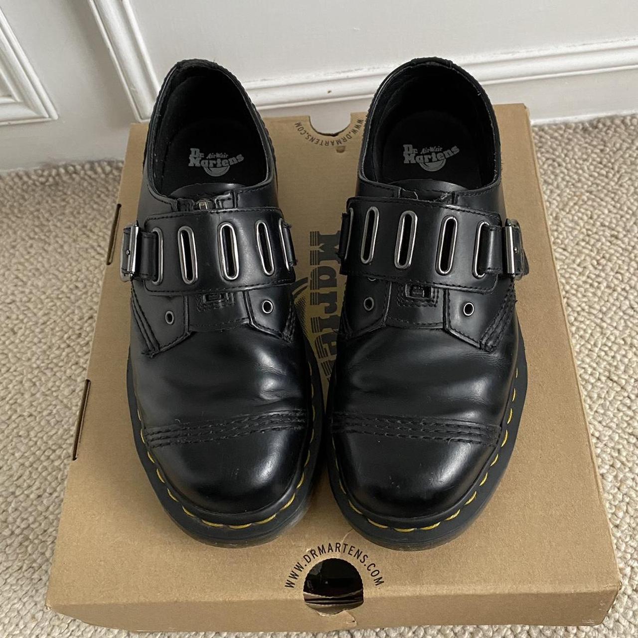 dr martens quynn low shoes with oversized strap and... - Depop