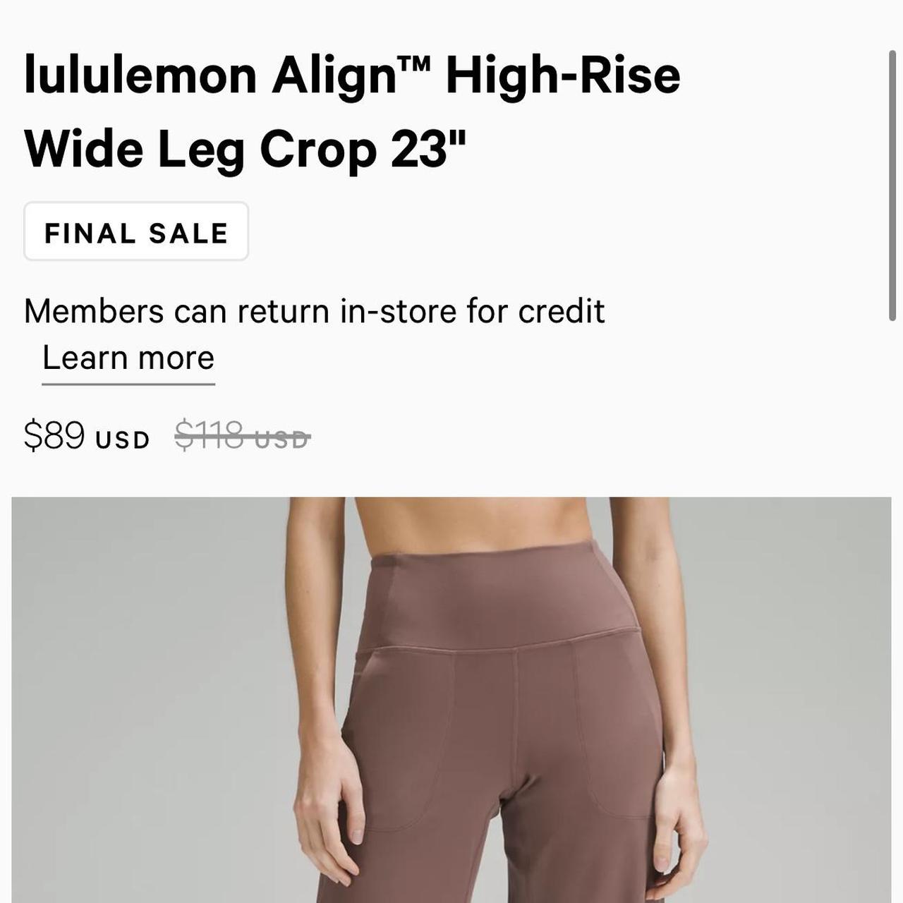 lululemon high rise wide leg crop 23” dark brown - Depop