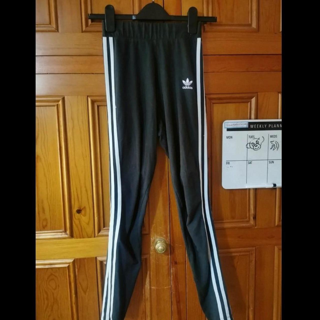 Three stripe adidas leggings. Size 6 but can fit an... - Depop