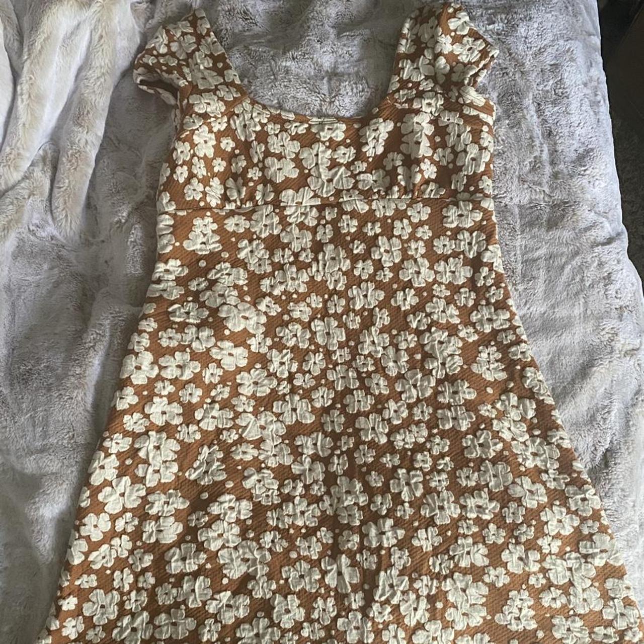 Altar'd State Women's Orange and Cream Dress | Depop