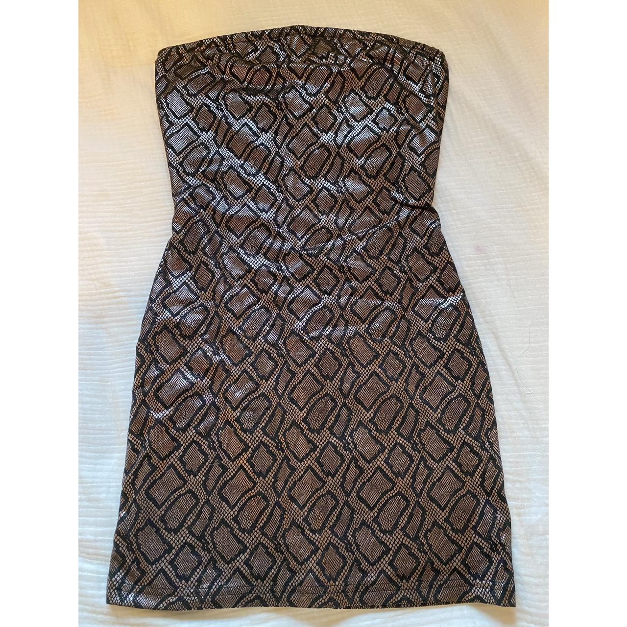 Metallic snakeskin strapless dress, perfect... - Depop