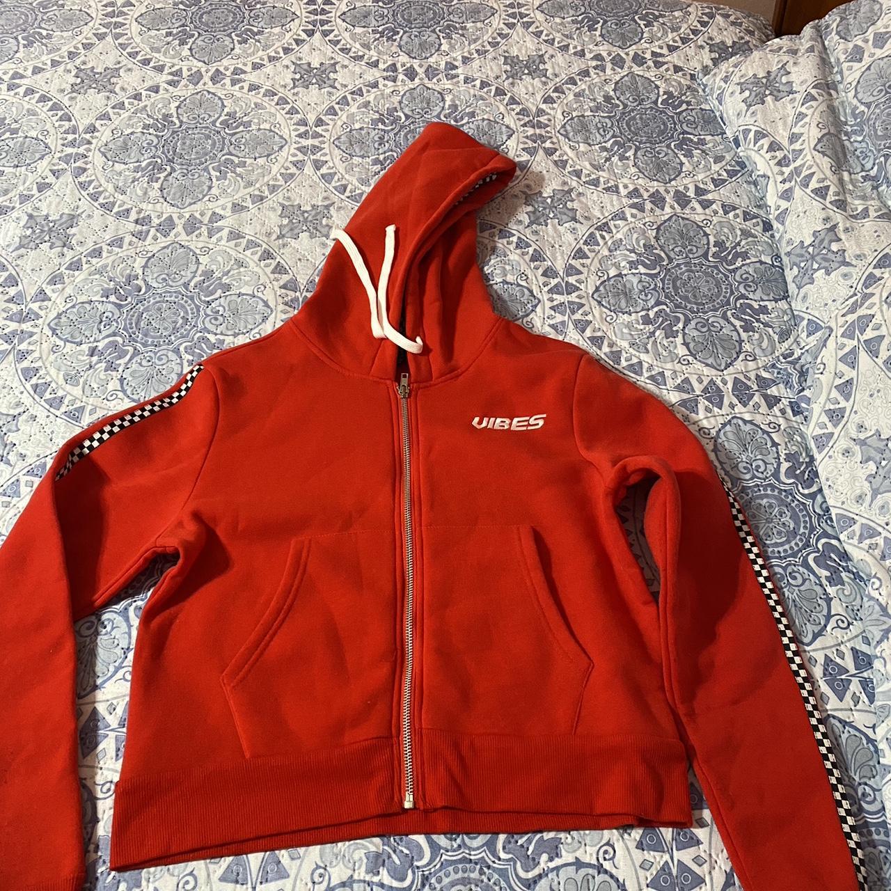 Rue 21 red cropped hoodie *Small stain as seen on... - Depop