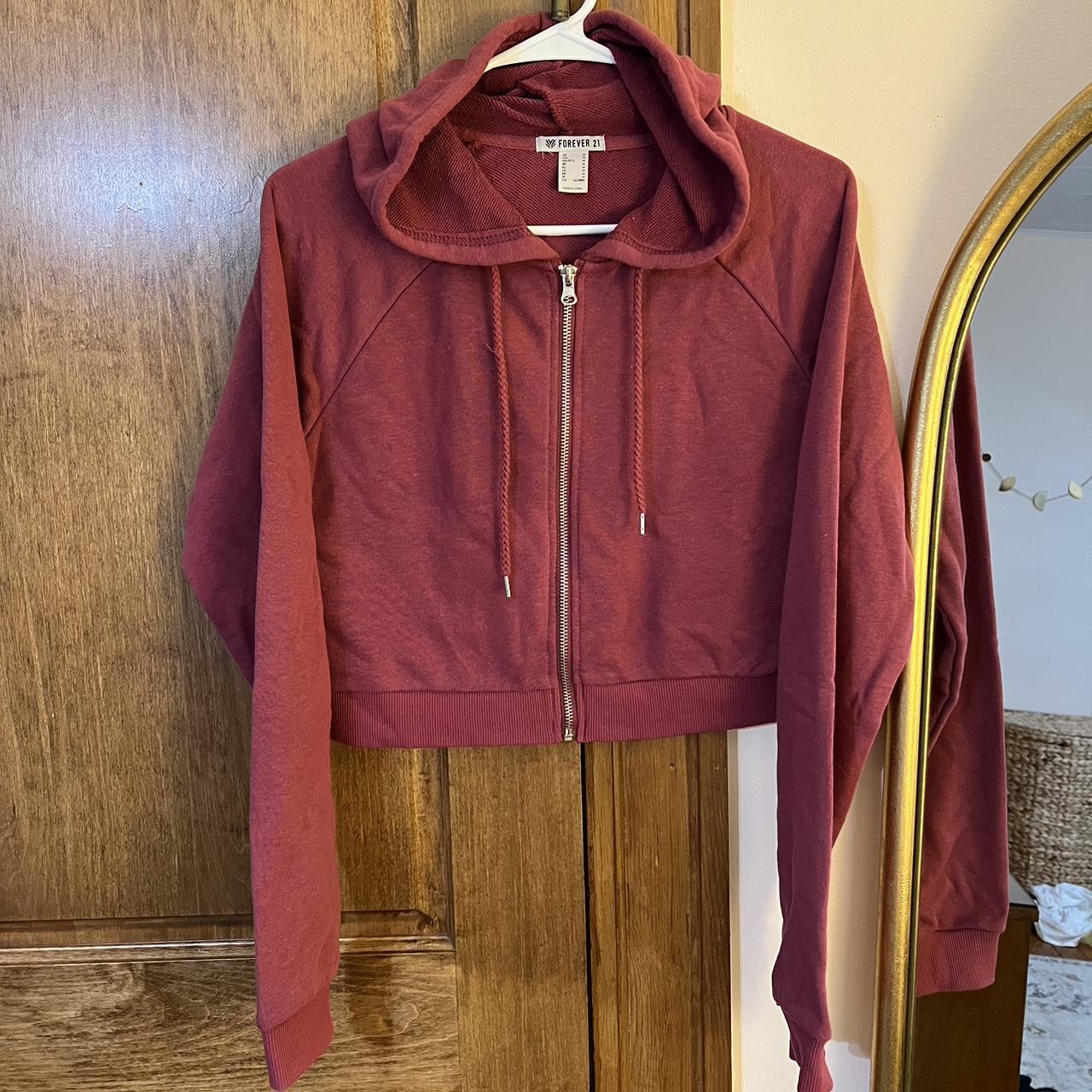 Red zip up hoodie best sale forever 21