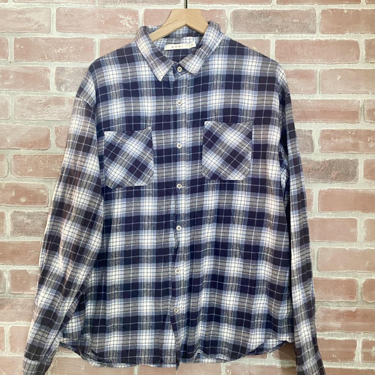 MNML flannel blue and white 👔 in great condition!... - Depop
