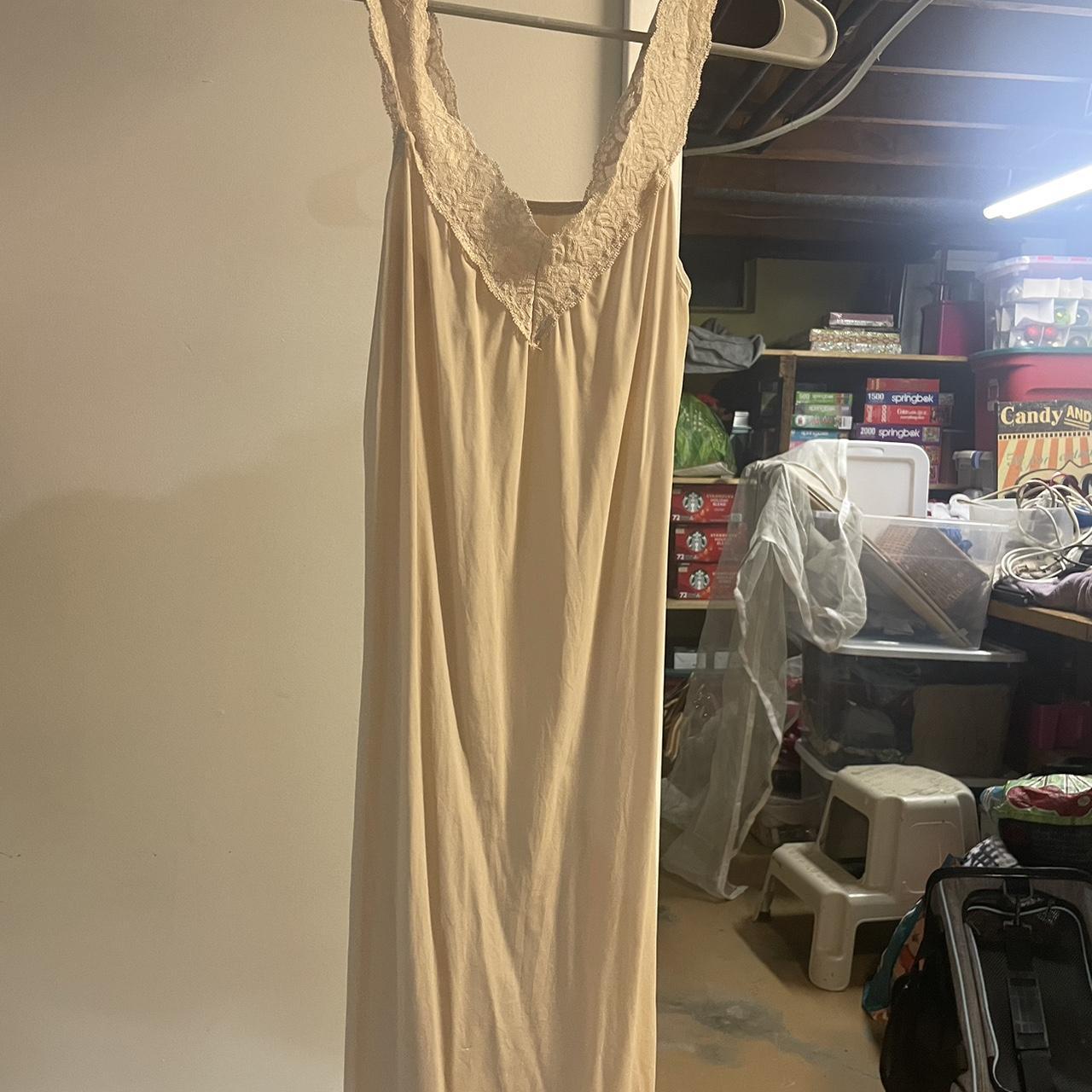 vanity fair cream slip dress - Depop