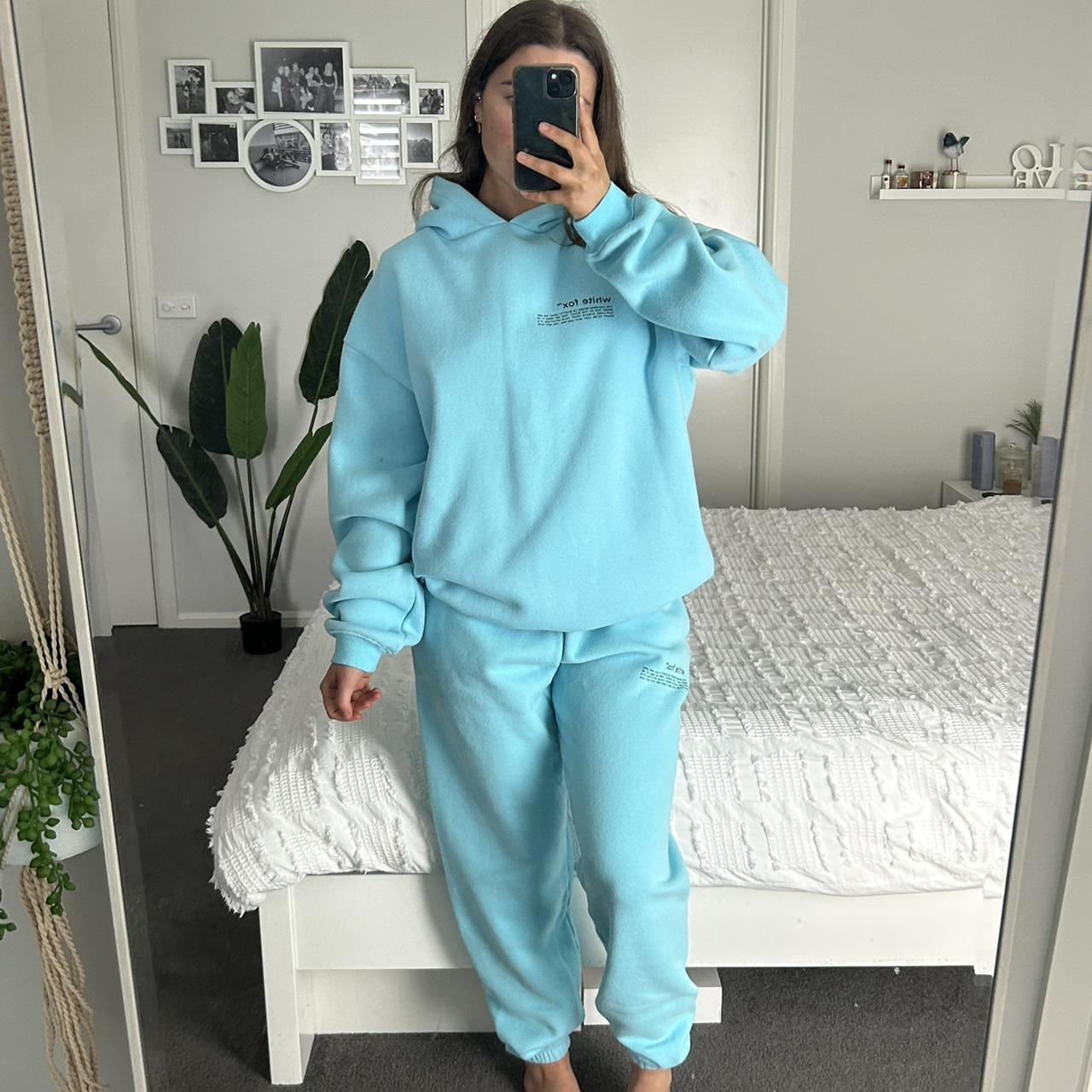 White fox blue tracksuit set Soft and fluffy Jumper... Depop