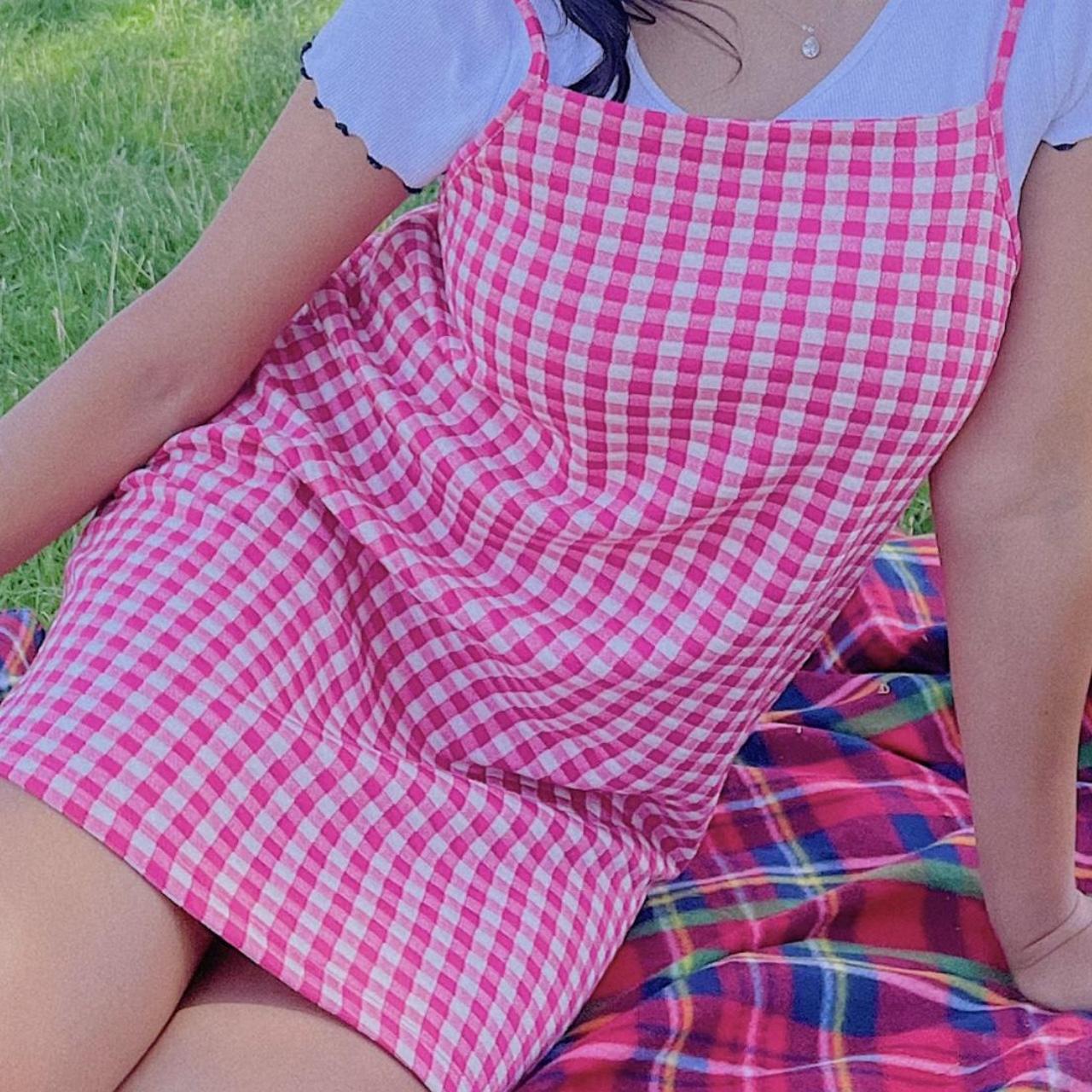 Pink Gingham Dress from Zara Super cute bright rosy... - Depop