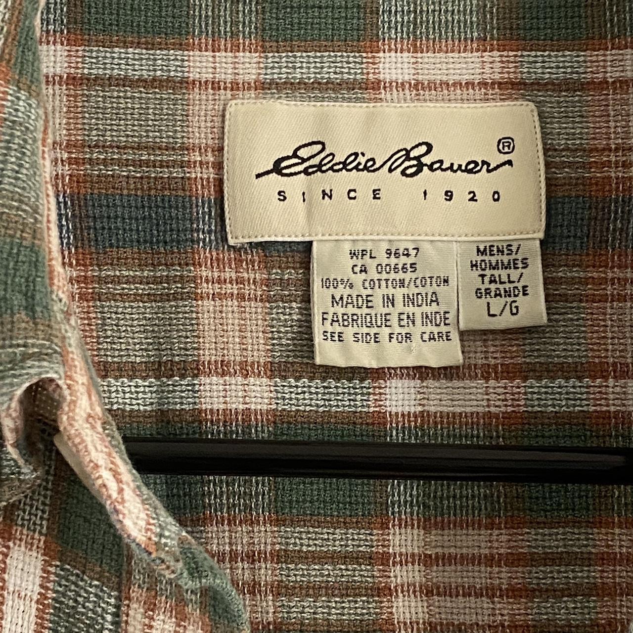 Eddie Bauer green and orange plaid button down. I... - Depop