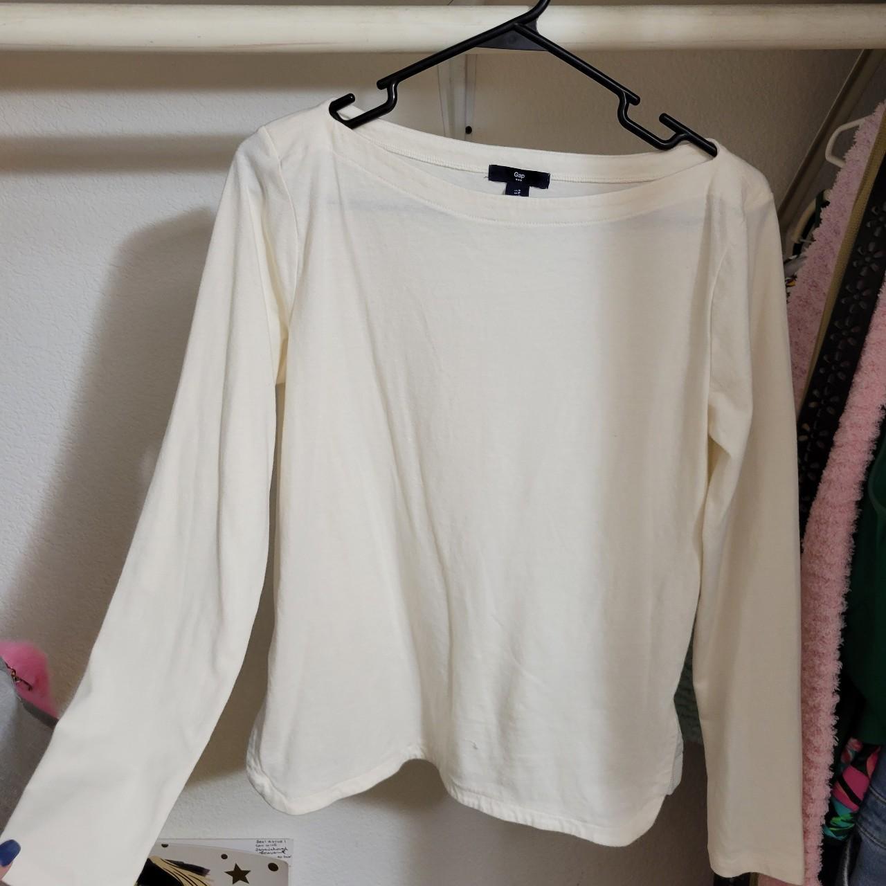 white boat neck long sleeve! super cute, slightly... Depop