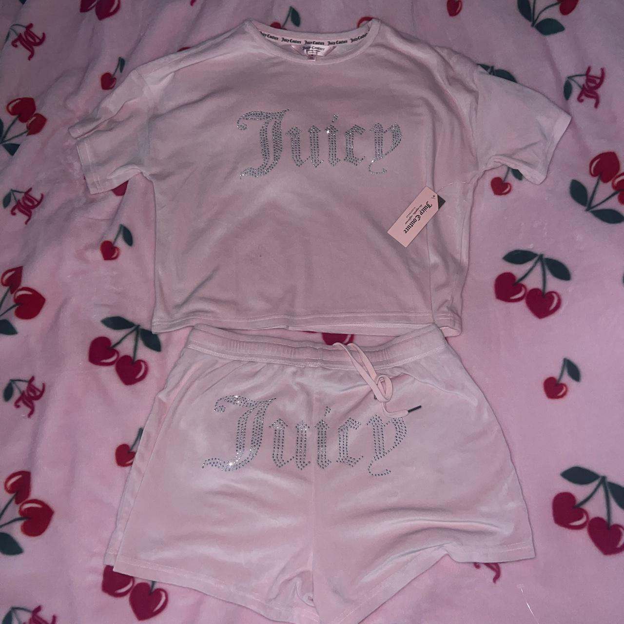 Juicy couture baby pink velour set , Size medium