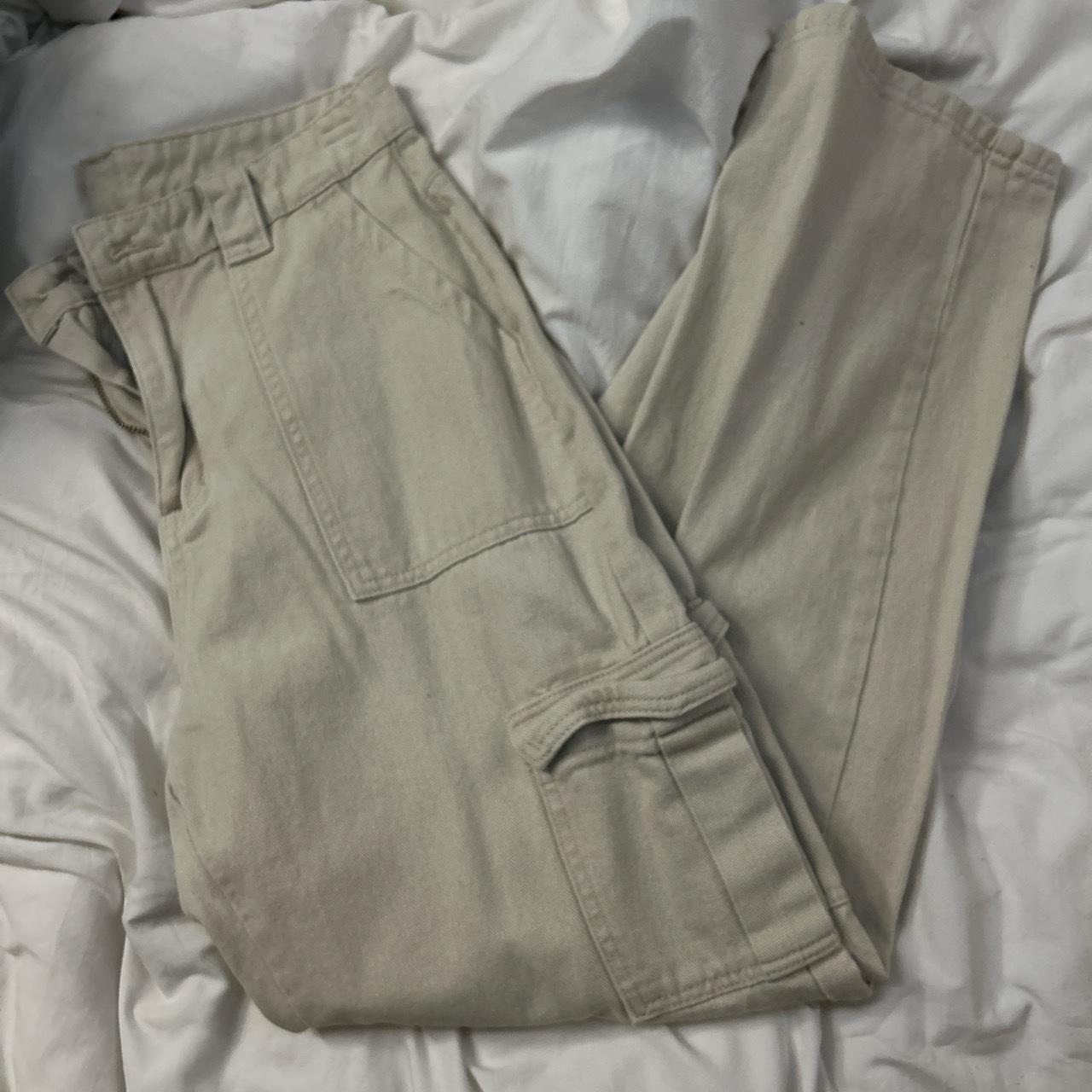 shein cargo pants light beige sand - Depop