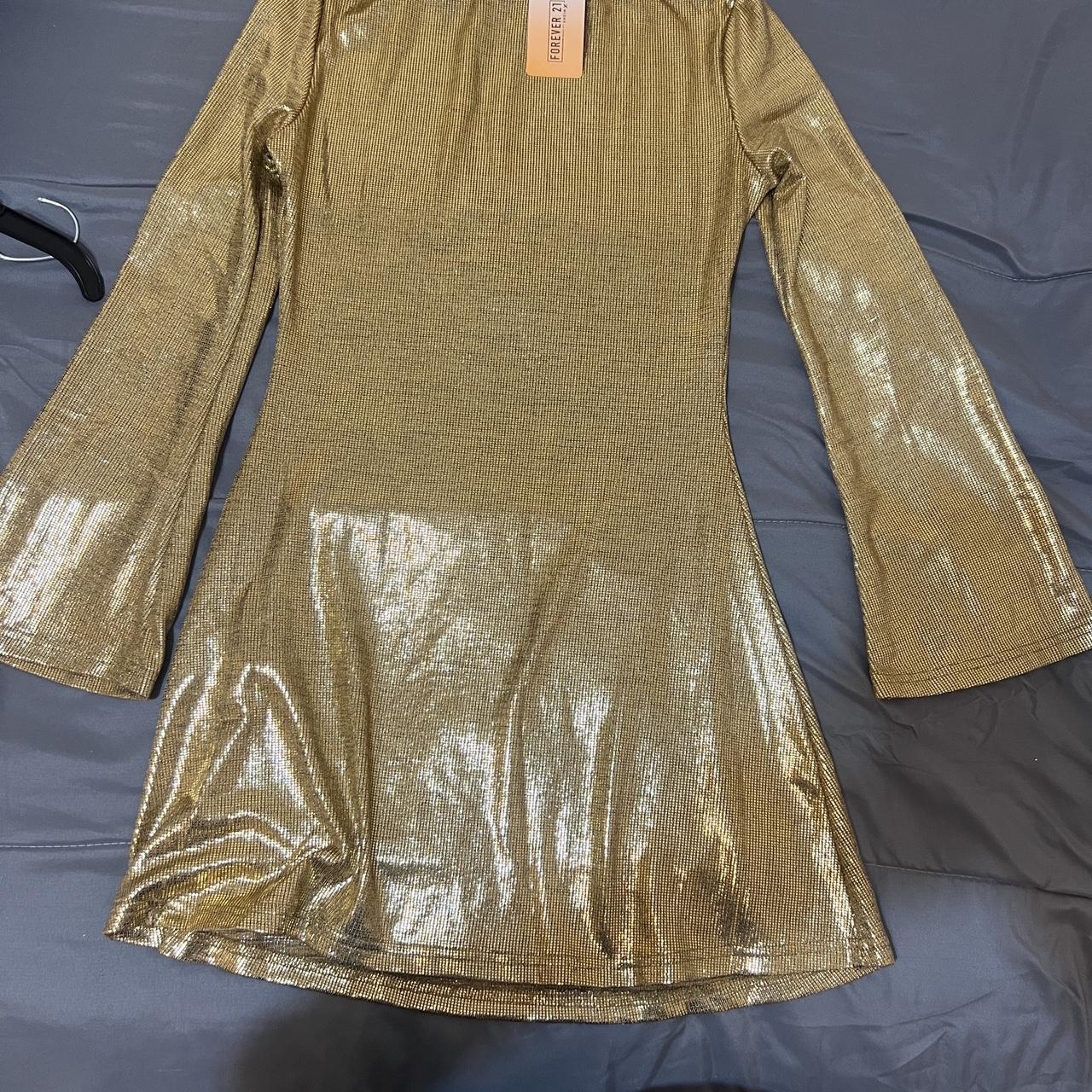 ⚠️REPOP⚠️ Forever 21 gold long sleeve mini Depop