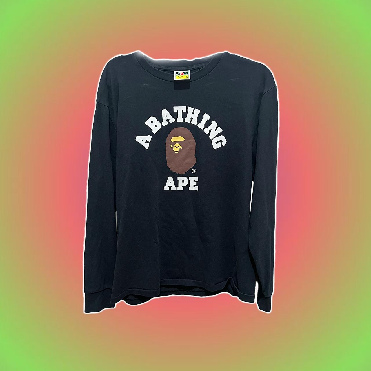 BAPE Black Long Sleeve T Shirt super dope long. Depop