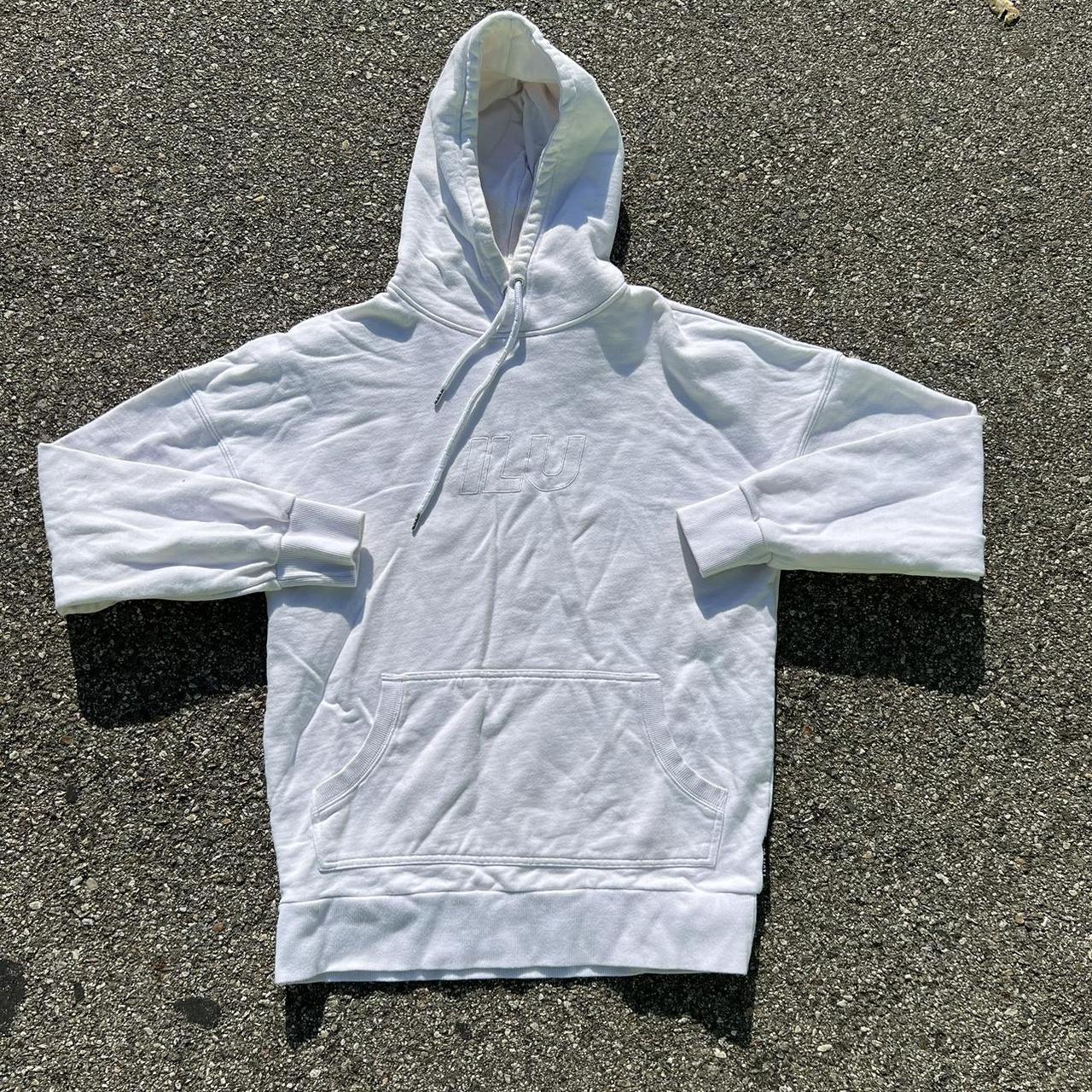 I LOVE UGLY white pullover hoodie, Size small fits