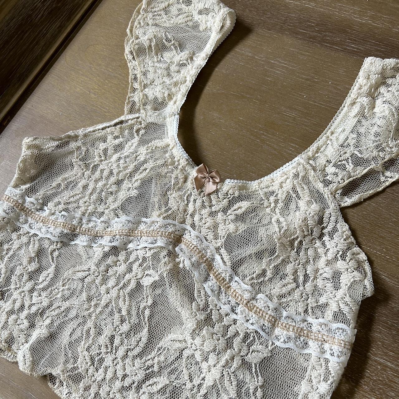 lace sheer top! - size: No tag, fits like a small or... - Depop