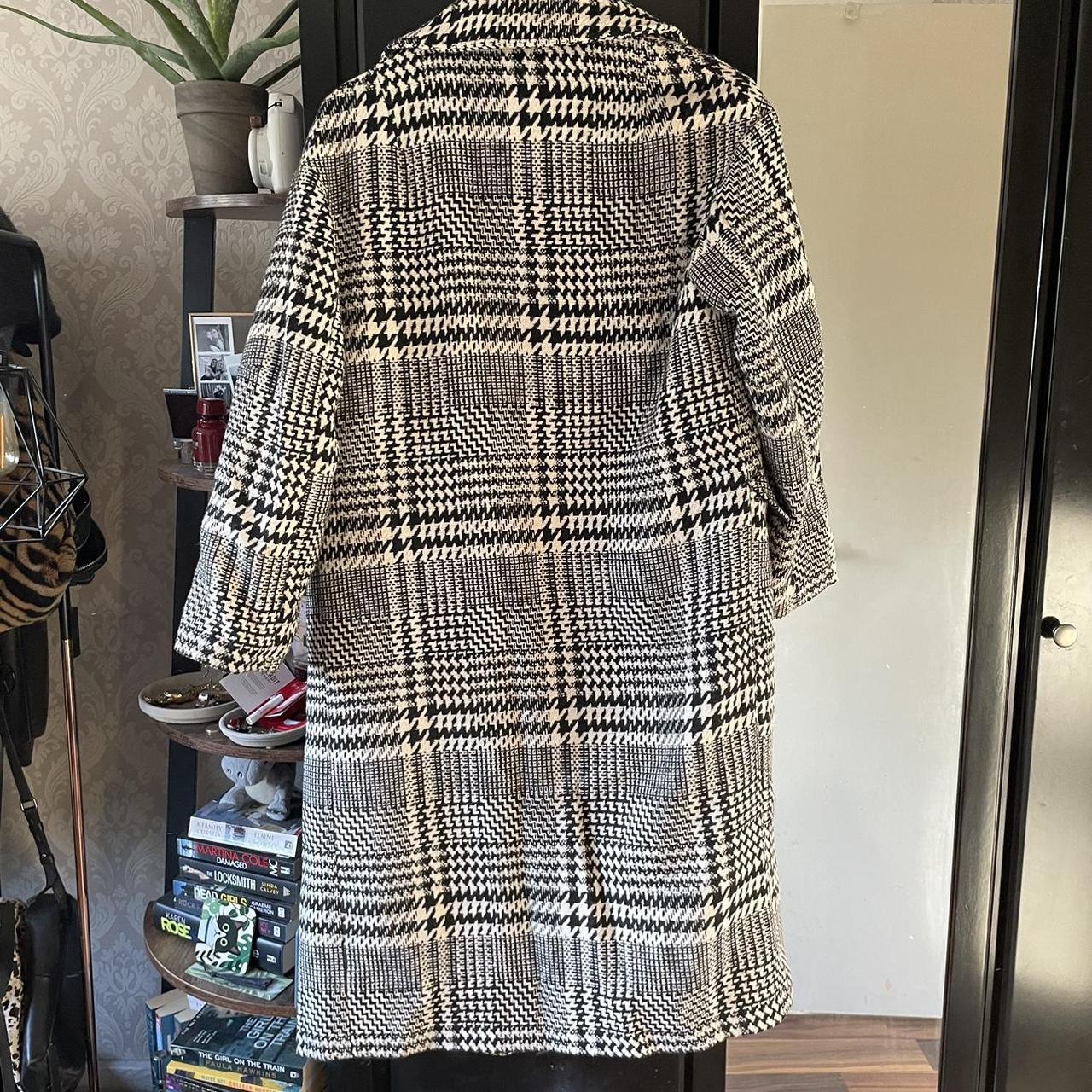 Topshop oversized checked long overcoat Size 8... - Depop