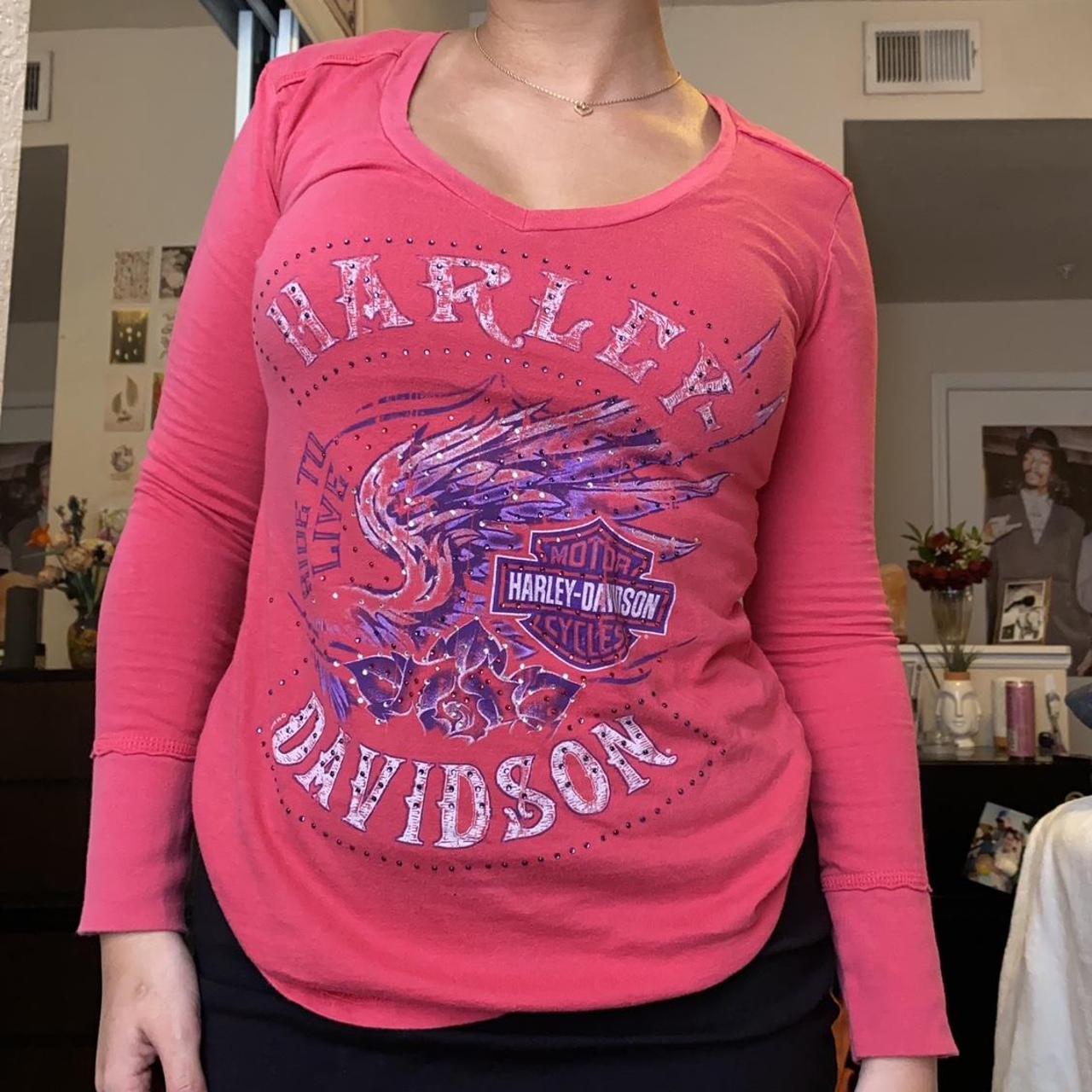 hot pink harley davidson t shirt