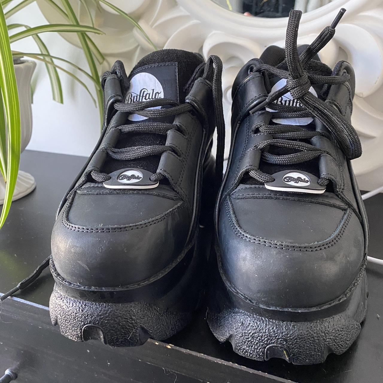 Black Leather Buffalo Platform Trainers. Worn Once!... - Depop