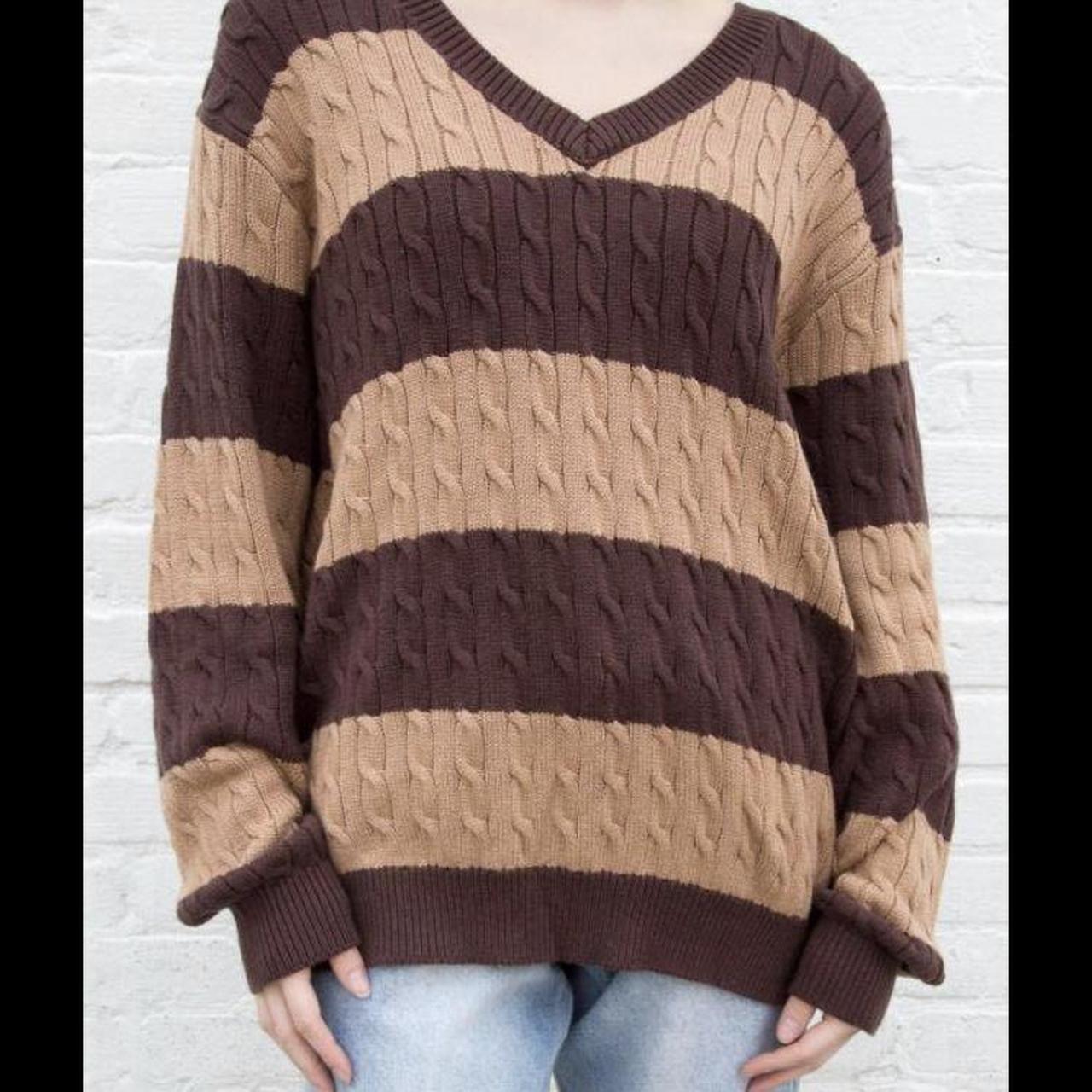 Brandy Melville Brown and Tan Jumper Depop