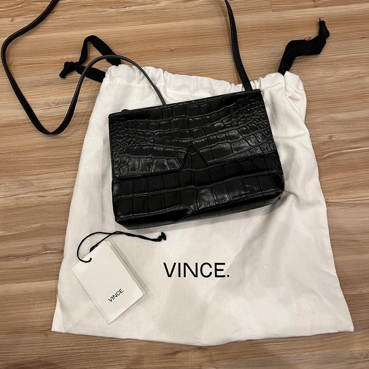 VINCE Black Crocodile Leather good Crossbody Bag