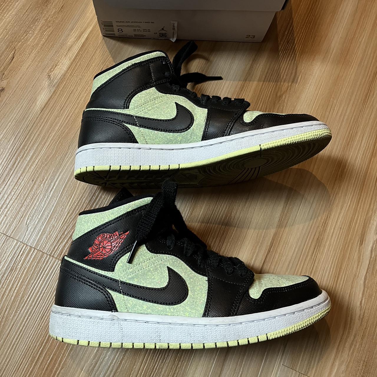 Air Jordan 1 Mid SE Grind Black Barely Volt Depop