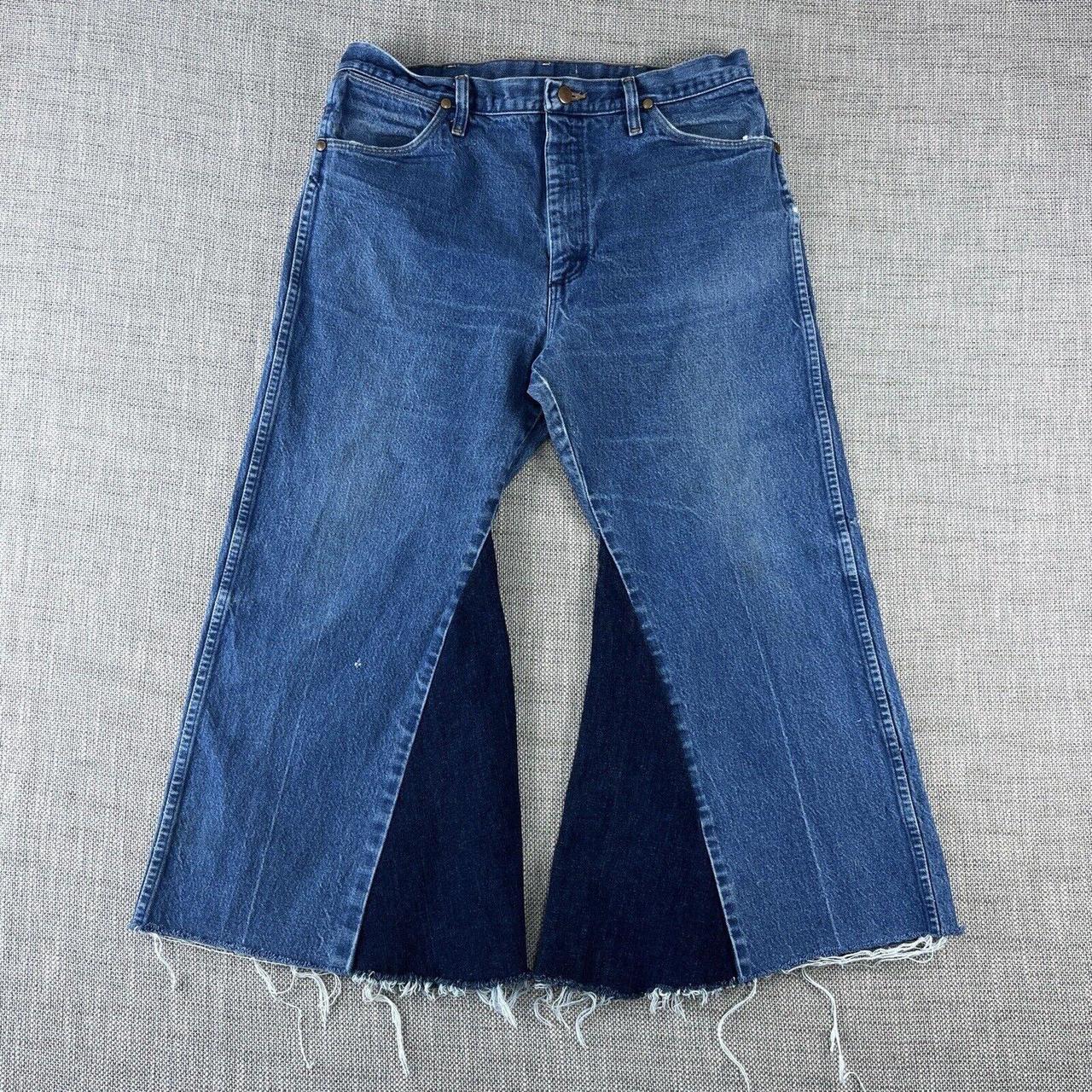 Vtg 80s Wrangler Crop Bell Bottom Flare Jeans... - Depop